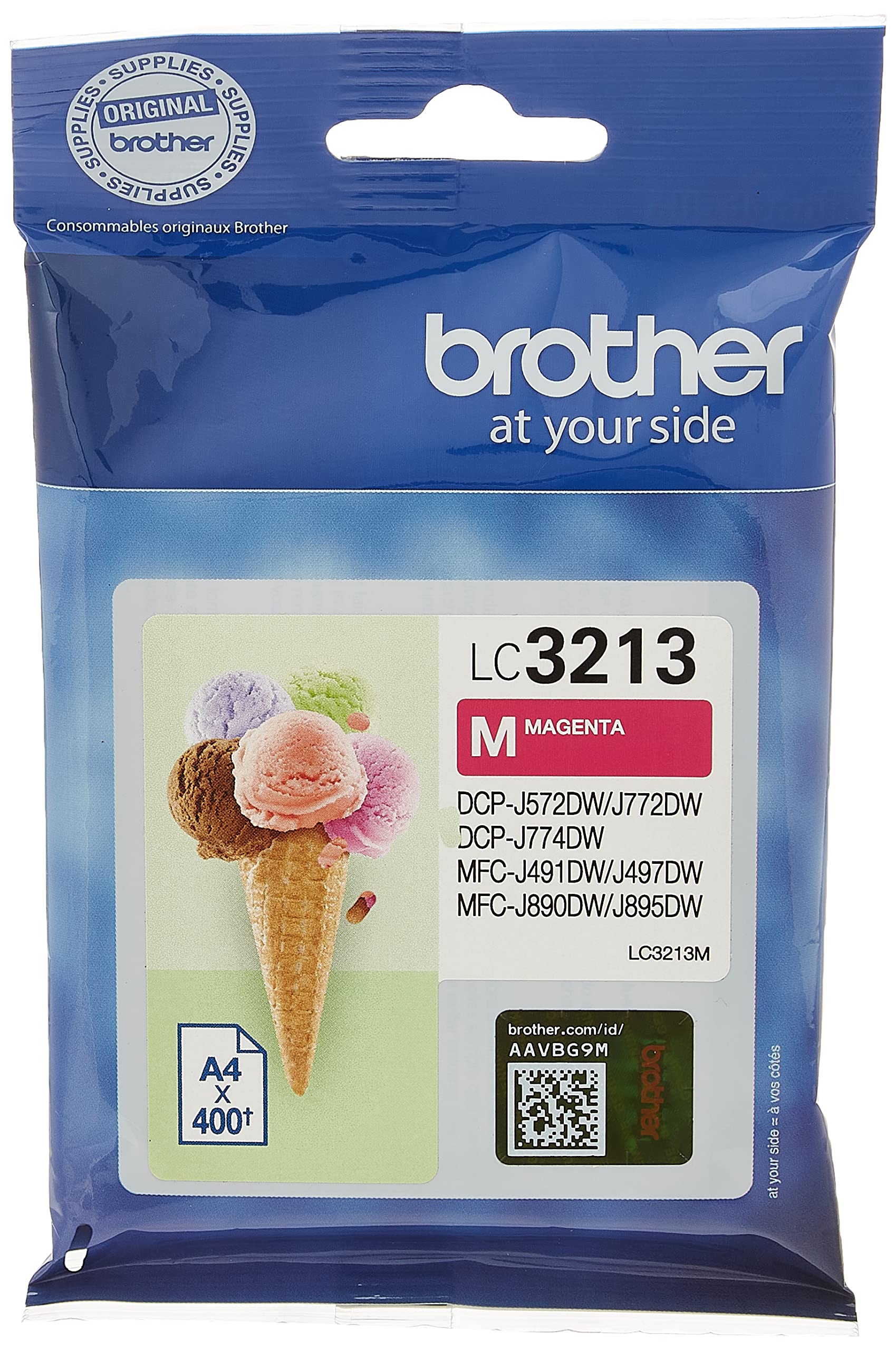 Brother LC-3213M - Cartuccia d'inchiostro (400 pagine, adatta DCP-J772DW, DCP-J774DW, MFC-J890DW, MFC-J895DW), colore magenta, piccola (Confezione da 2)