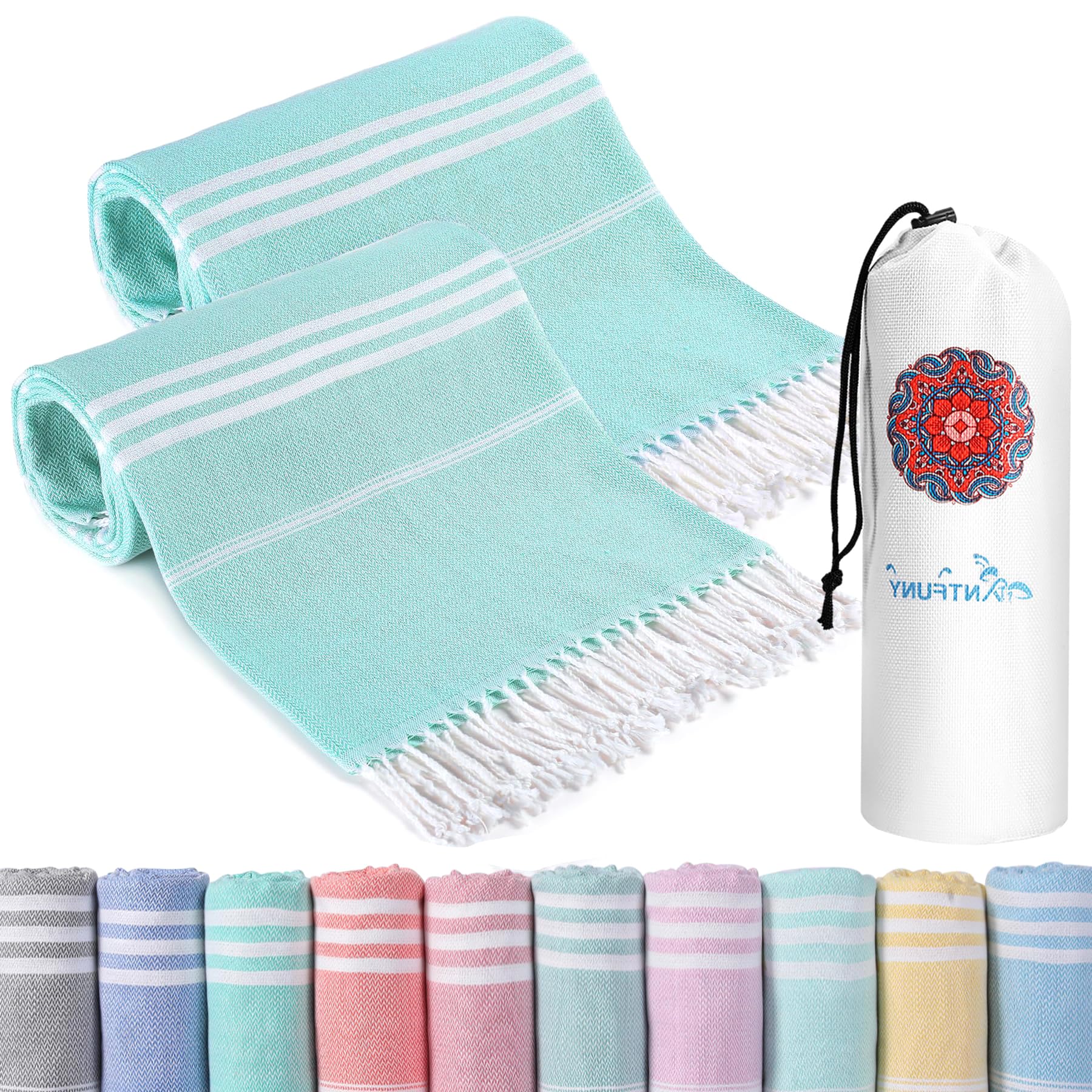 2 Pack Turkish Beach Towels Quick Dry Sand Free Oversized Bath Pool Swim Towel Extra Large XL Blanket Adult Travel Cruise Accessories Must Haves Clearance Stuff Necessities Vacation Essentials