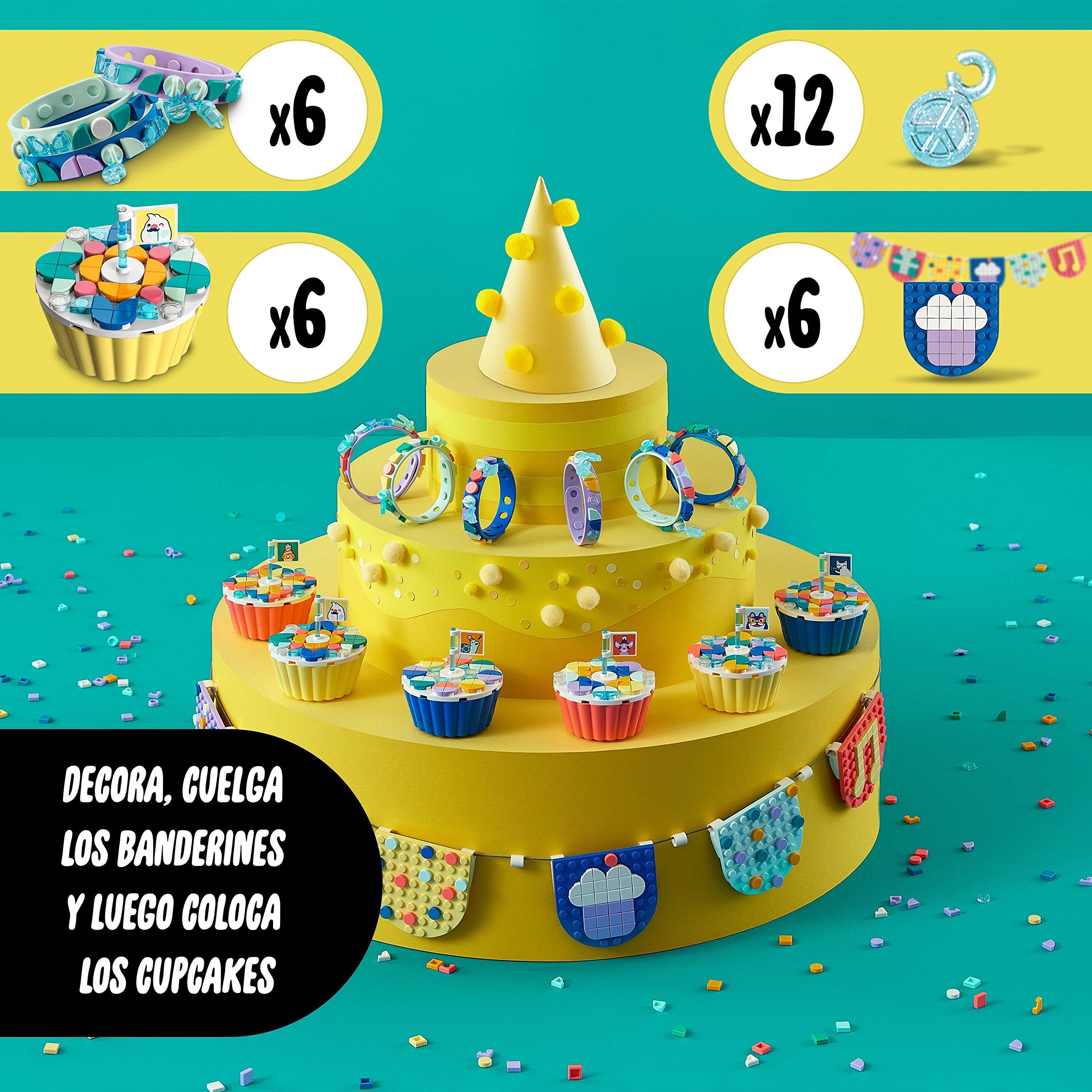 LEGO 41806 Dots Kit de Fiesta Definitivo, Juguete de Construcción con Cupcakes, Pulseras y Pegatinas para Fiestas Infantiles, Detalles de Cumpleaños para Niñas y Niños