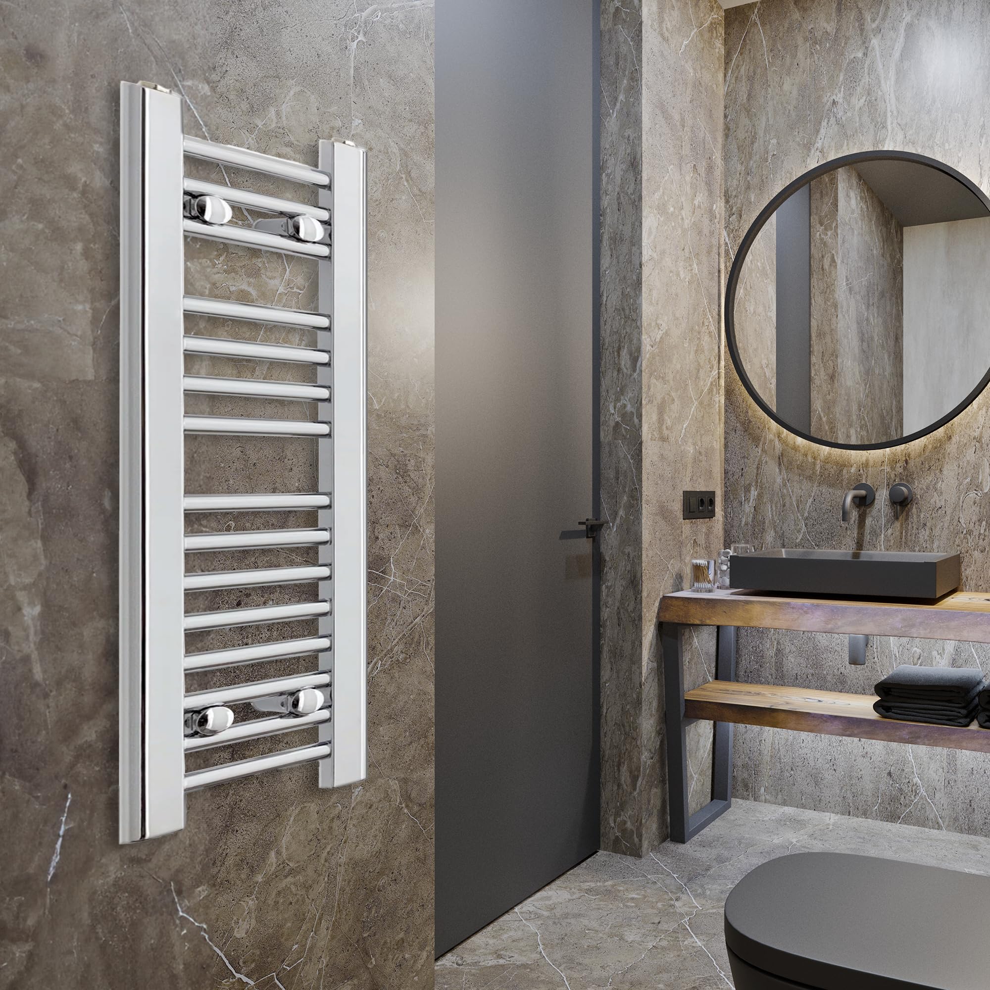 Radiateur de salle de bain chromé 350 mm pour petits espaces