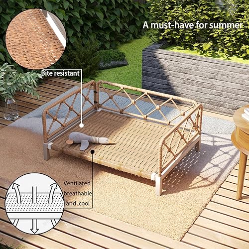 Miniatura 3 de Camas elevadas impermeables para perros grandes con soporte de espuma para huevos, cama para mascotas, sofá cama para perros al aire libre, sofá