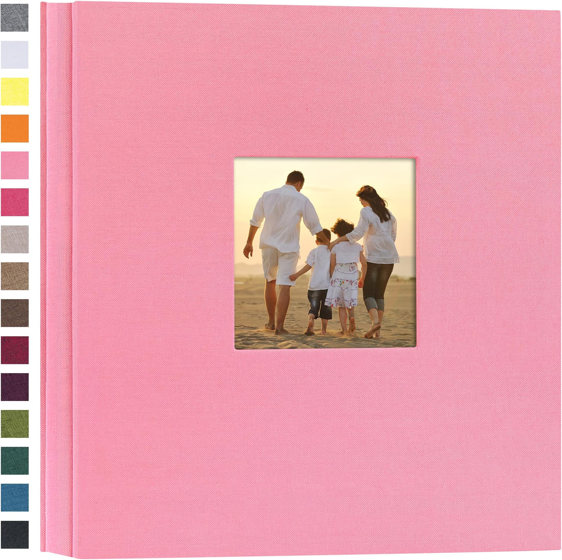 potricher Linen Hardcover Photo Album 4x6 600 Photos Large Capacity for Family Wedding Anniversary Baby Vacation (Pink, 600 Pockets)