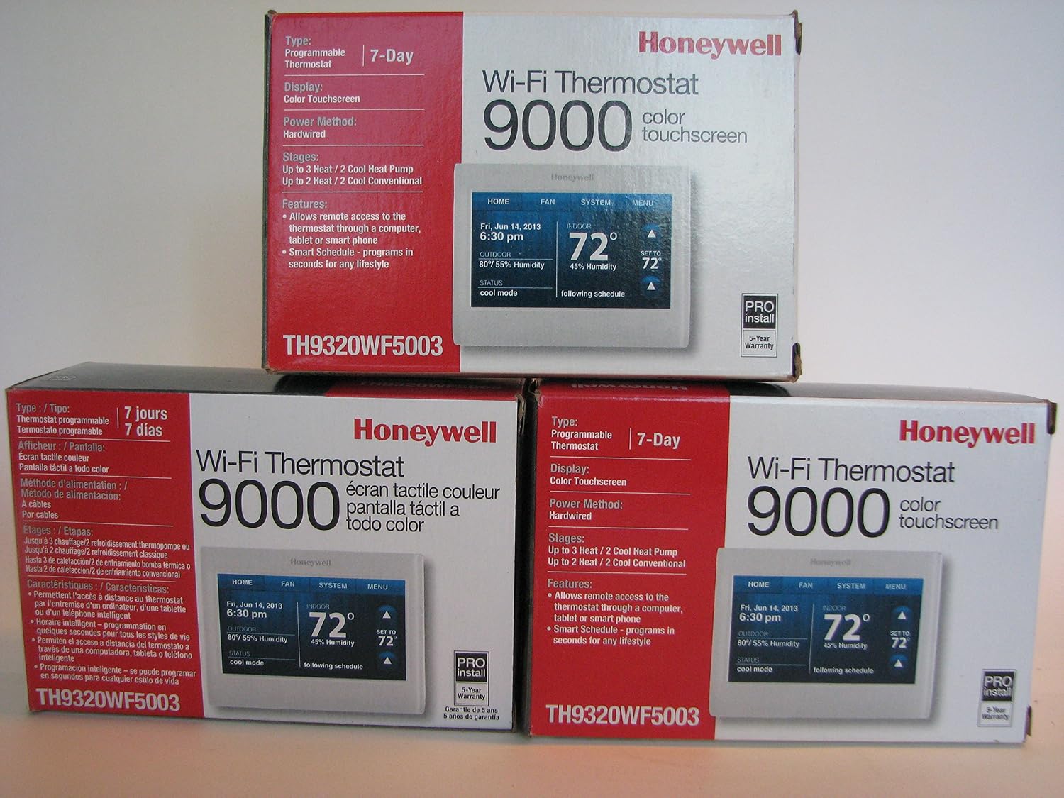 Honeywell Th9320WF5003 Wi-fi 9000 Color Touchscreen Thermostat-3-pk