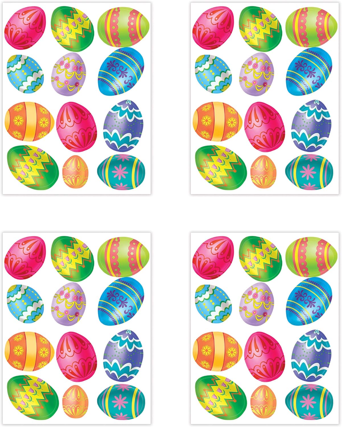 Beistle 4-Pack Easter Egg Stickers Sheet, 4-3/4 by 7-1/2-Inch Sheet