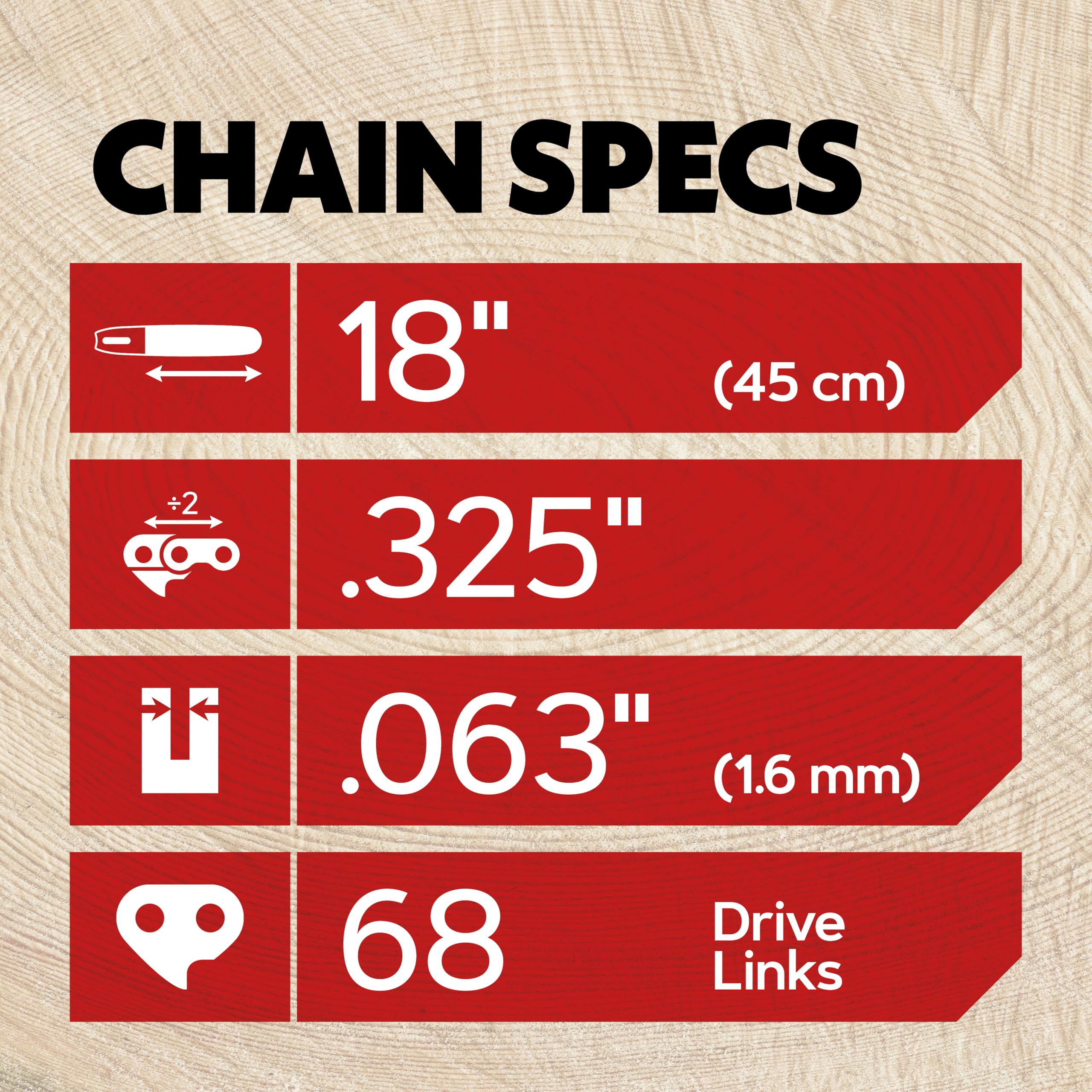 Oregon Pack de 3 Cadenas de Motosierra de Paso,325", Calibre .063" (1,6 mm) para Espada de 18" (45 cm), 68 Eslabones Motrices – Cadena de Repuesto, Compatible Stihl Modeles y más