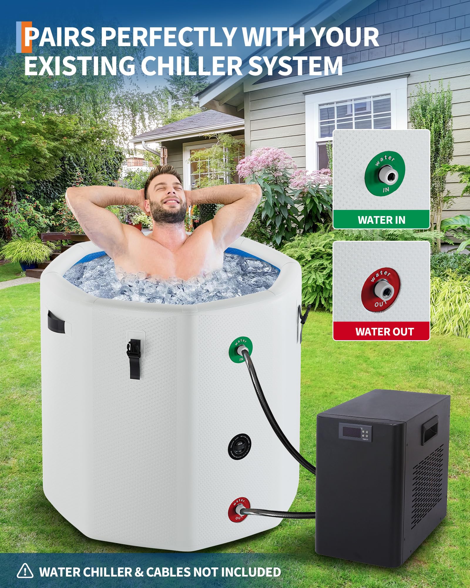 700L Großvolumige Eisbaden Tonne, Badewanne Mit Separatem Einlauf Und Auslauf, Outdoor-Eisbadwanne Mit Deckel, Zur Muskelregeneration, Für Drinnen Und Draußen