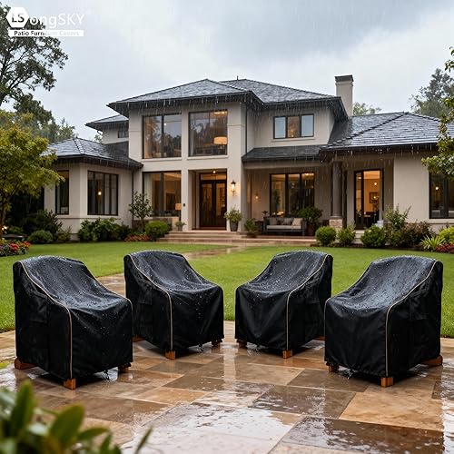 Miniatura 61 de Funda para mesa auxiliar para exteriores, impermeable, rectangular, para patio, pequeña, 36 x 24 x 16 pulgadas, fundas rectangulares impermeables