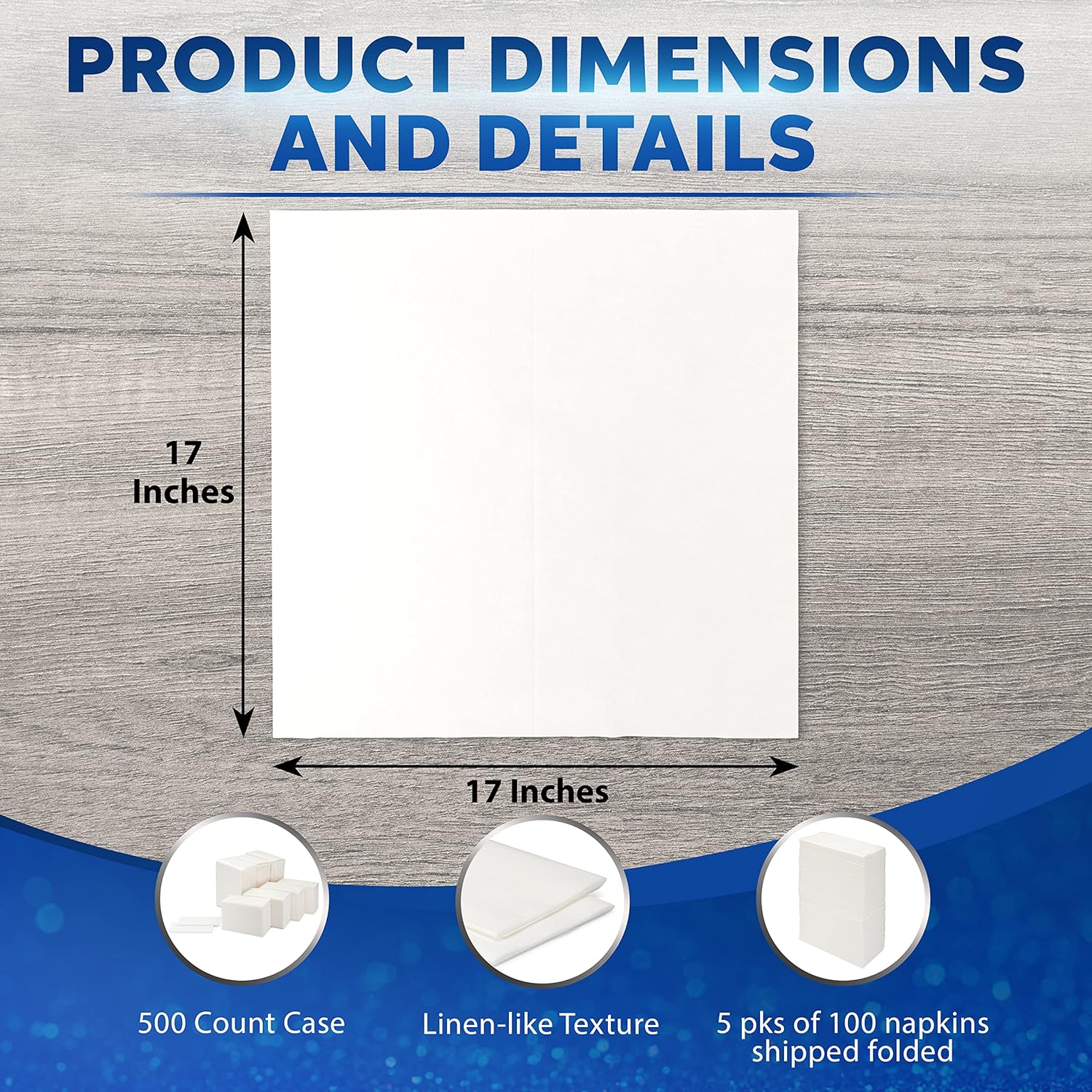 Paterson Paper 500 Count - 17" x 17" Linen Feel Cloth Like Dinner Napkins Disposable - White Bathroom Guest Hand Napkin Towels