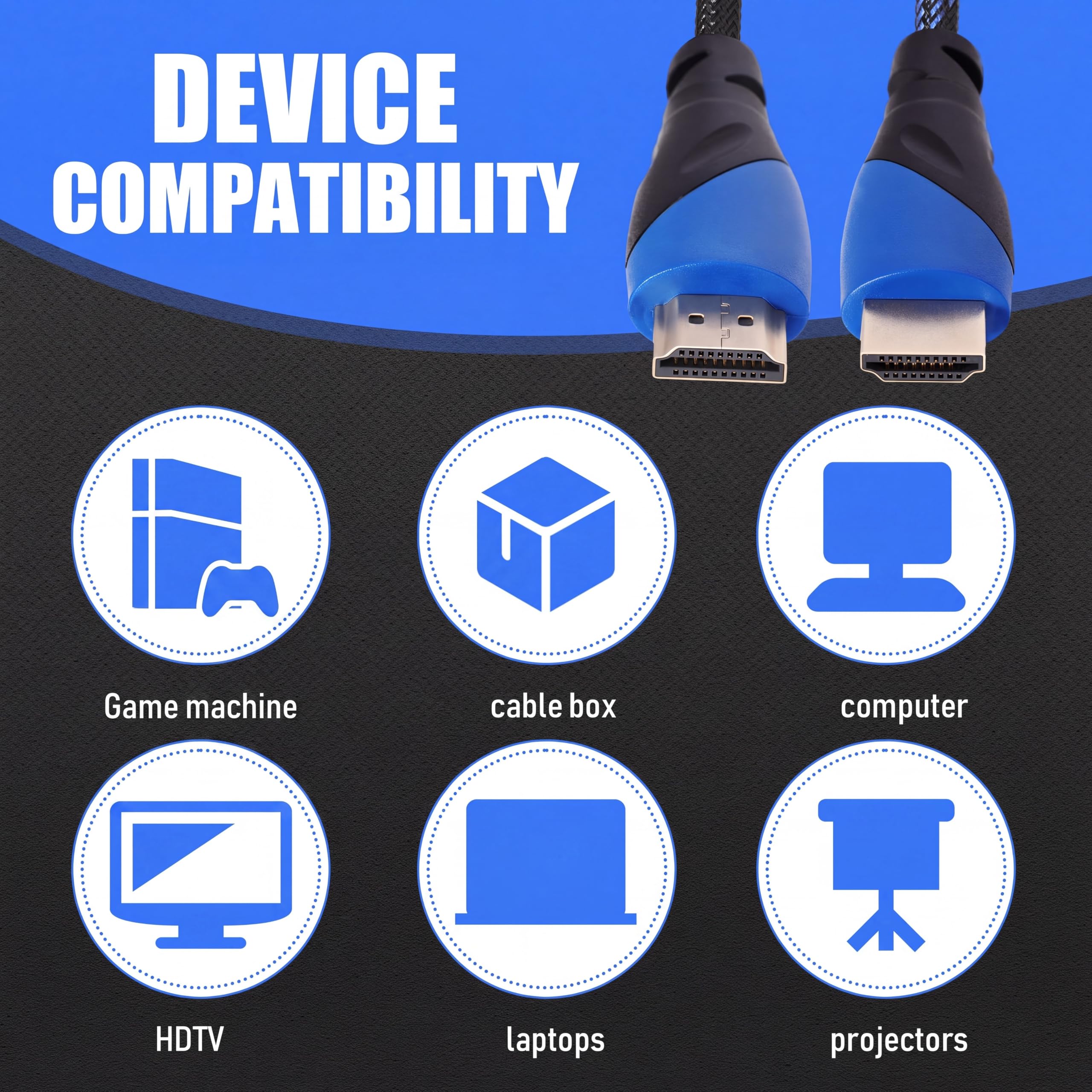 Kanayu Confezione da 30 cavi 4K compatibili con porta HDMI per trasmissione ad alta velocità, cavo intrecciato da 18 Gbps, compatibile con proiettori, PS5, PS4, laptop, monitor, televisione, computer