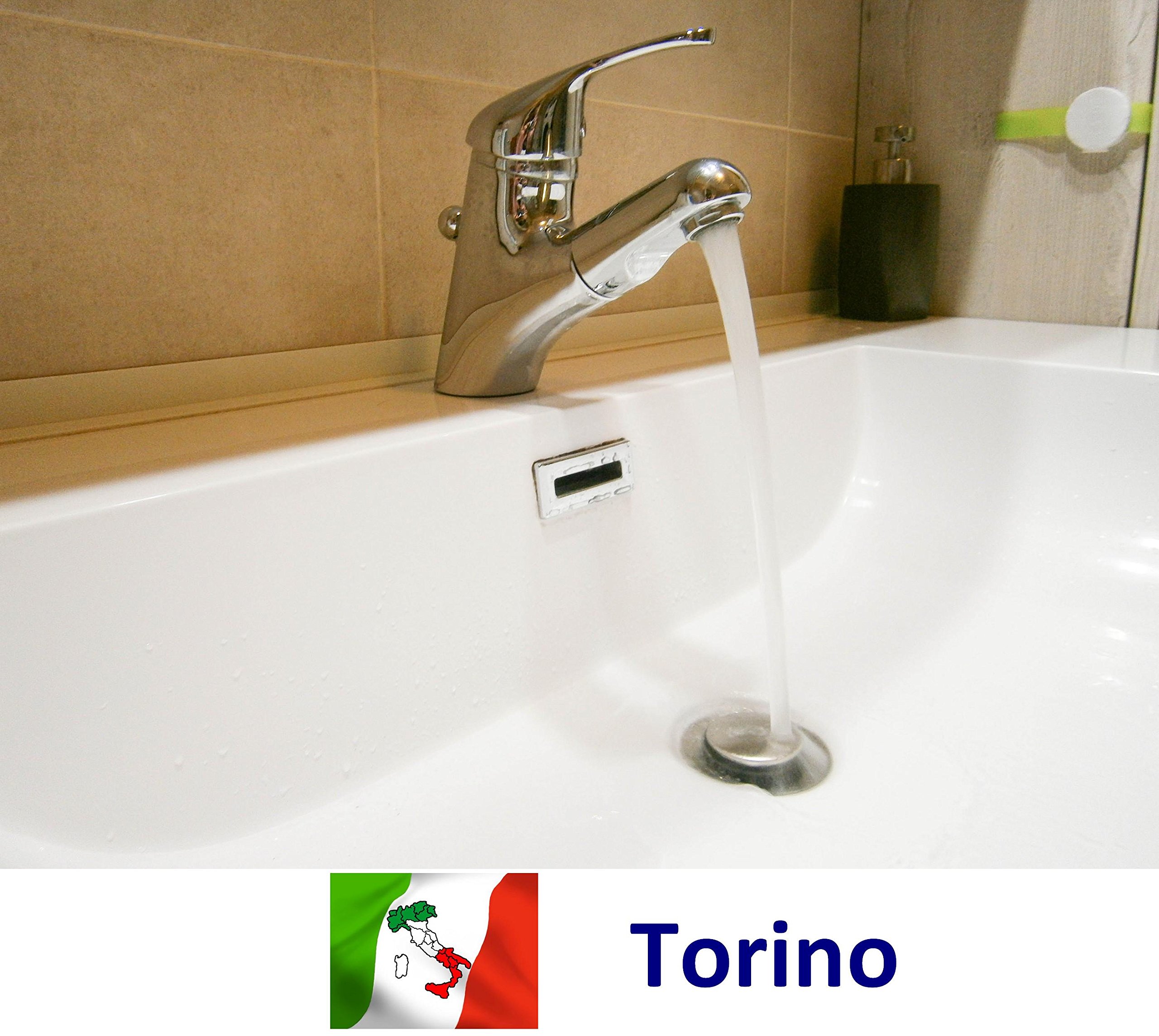 emmevi Miscelatore lavabo doccetta Estraibile Scarico Automatico Serie Ambra Cromato 9096 Made in Italy