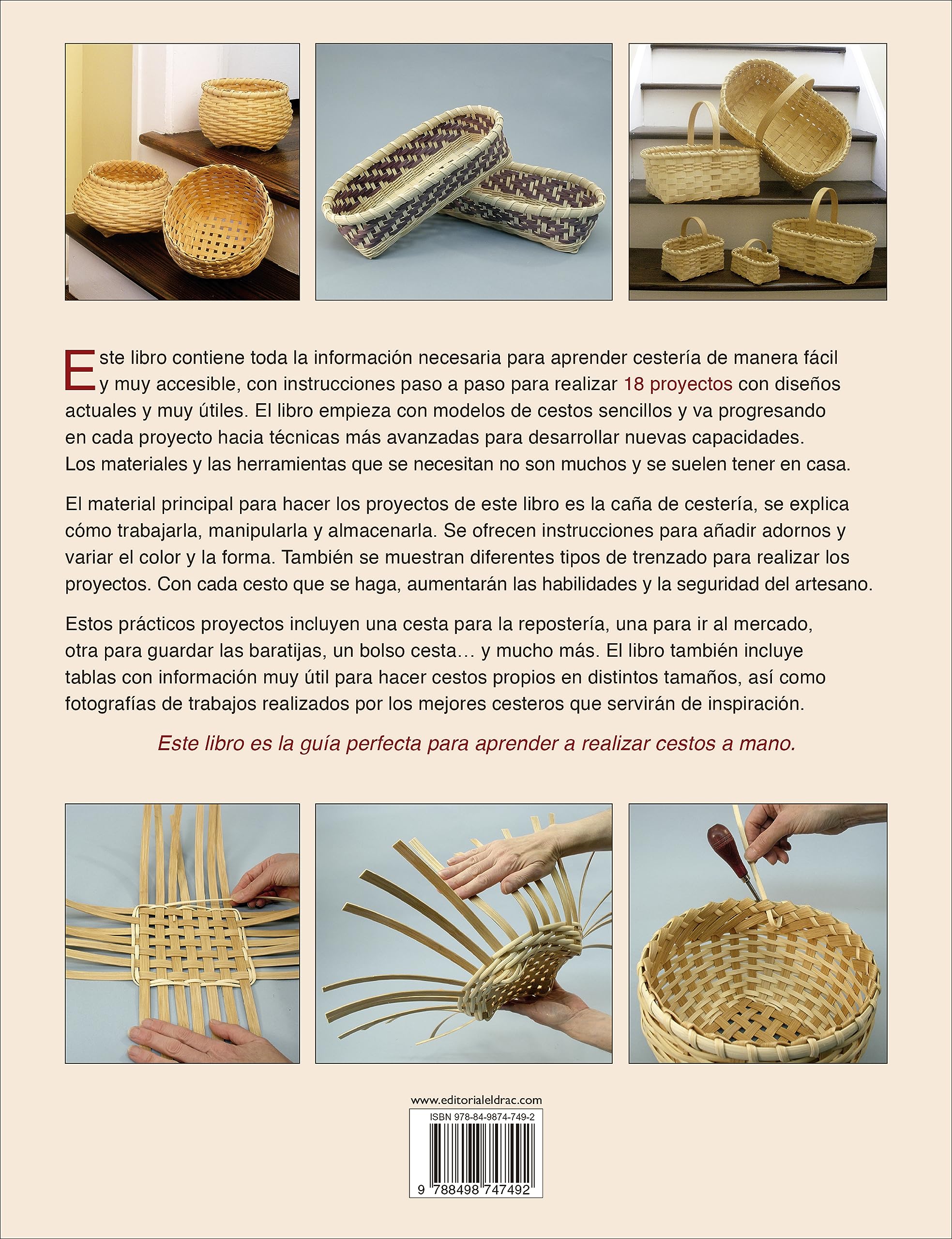 Manual práctico de cestería: 18 proyectos artesanales paso a paso
