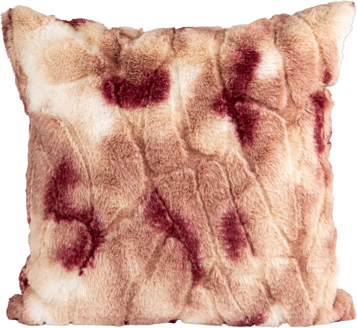 Bloomingville, Pink and Rose Faux Fur Pillow, Pattern and Velvet Back, Color