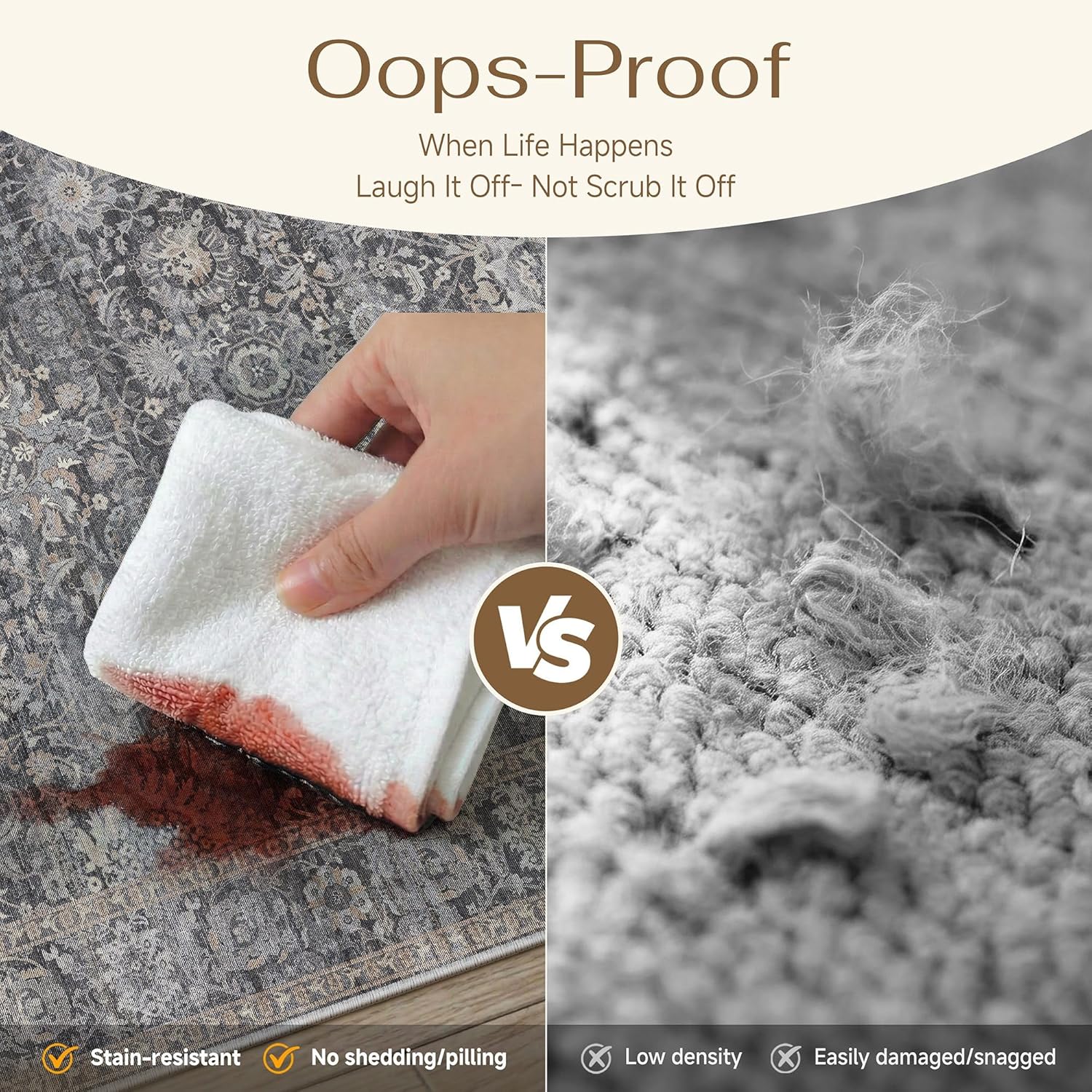 HUGEAR Entryway Rugs 2x3 Vintage Blue Machine Washable Retro Distressed Non Slip Stain Resistant Neutral Small Low Pile Throw Carpet for Hallway Kitchen Aesthetic Decor