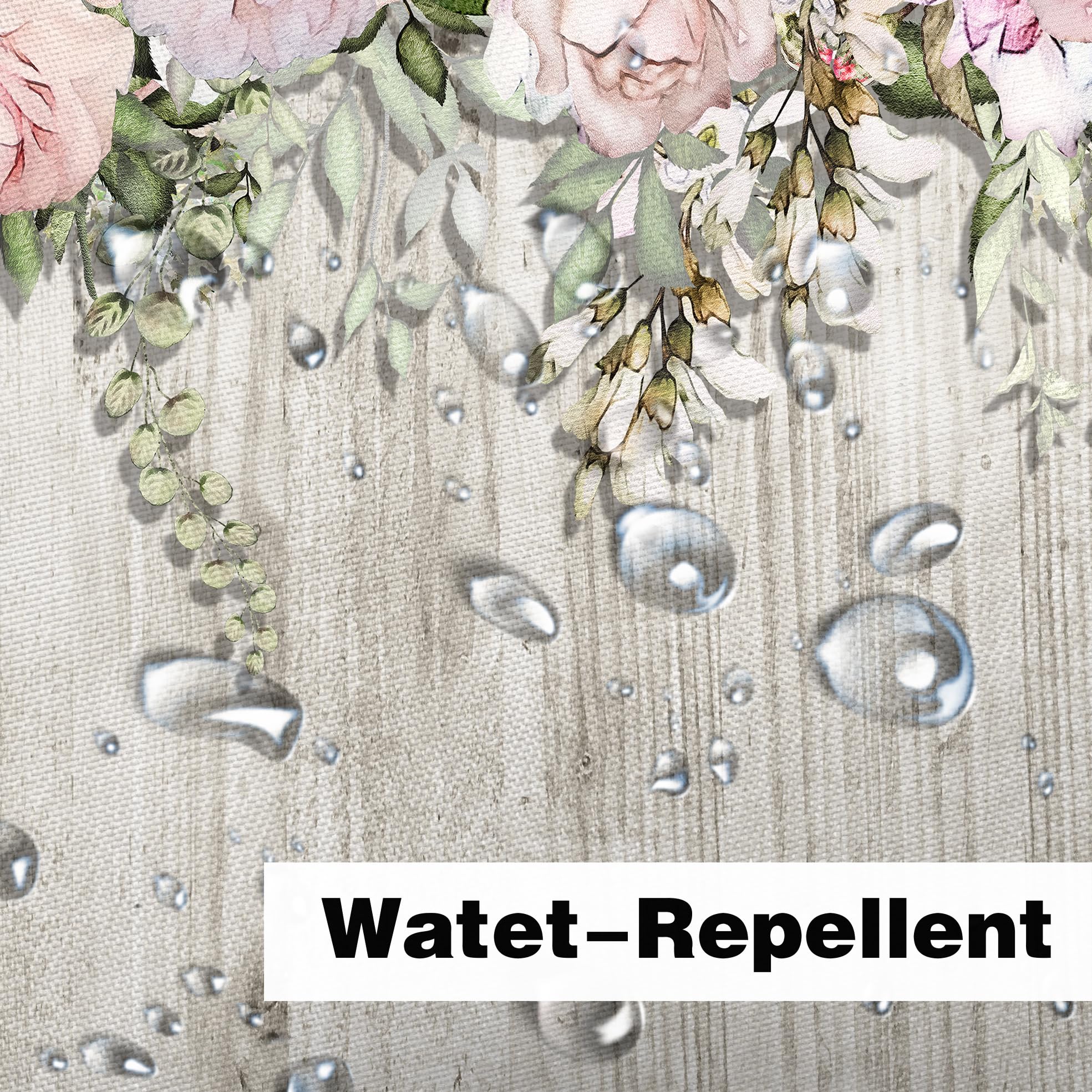 Duschvorhang-Set Mit Rosa Schmetterlingsblumen & Grau-weißem Marmor – 183 X 183 Cm, Polyester, Wasserdicht, Mit 12 Haken