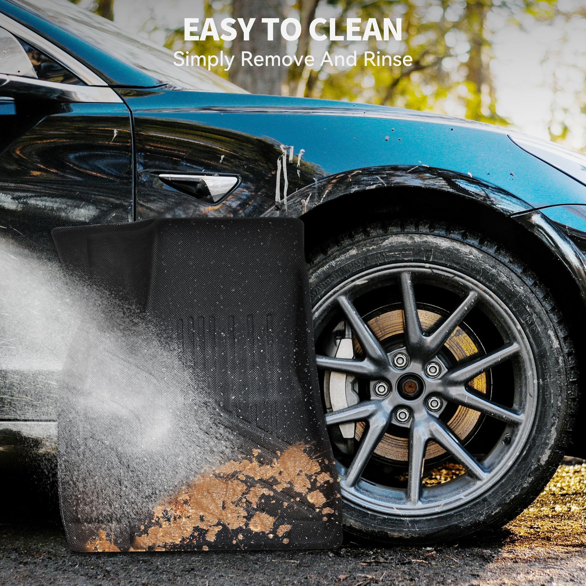 YITAMOTOR Tesla Model 3 Floor Mats Full Set Custom Fit 2020-2023 All-Weather Cargo Liners Rear Cargo Tray Trunk — view 8