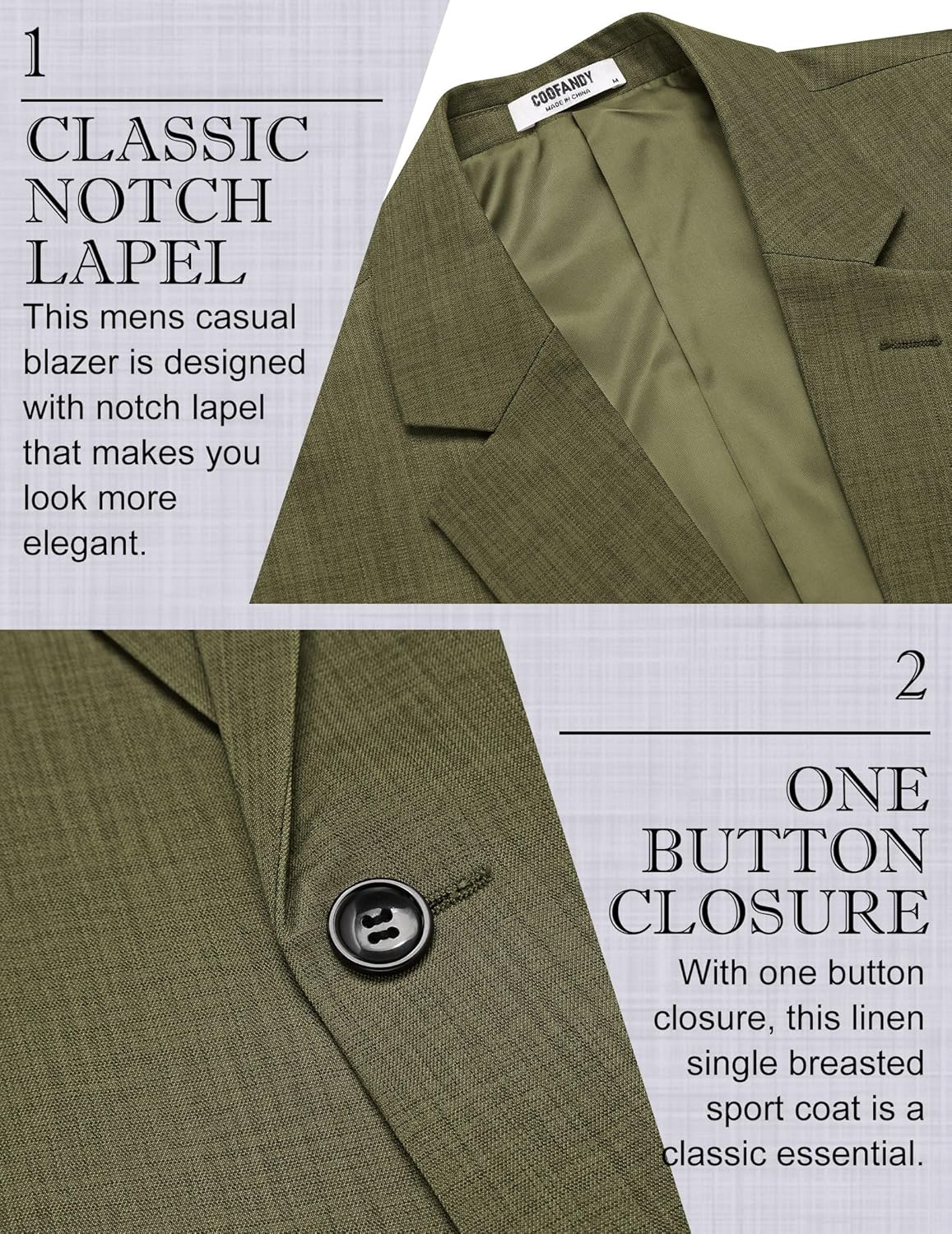 COOFANDY Men's Casual Blazer Slim Fit Lightweight Sport Coat One Button Suit Jacket - Image 5