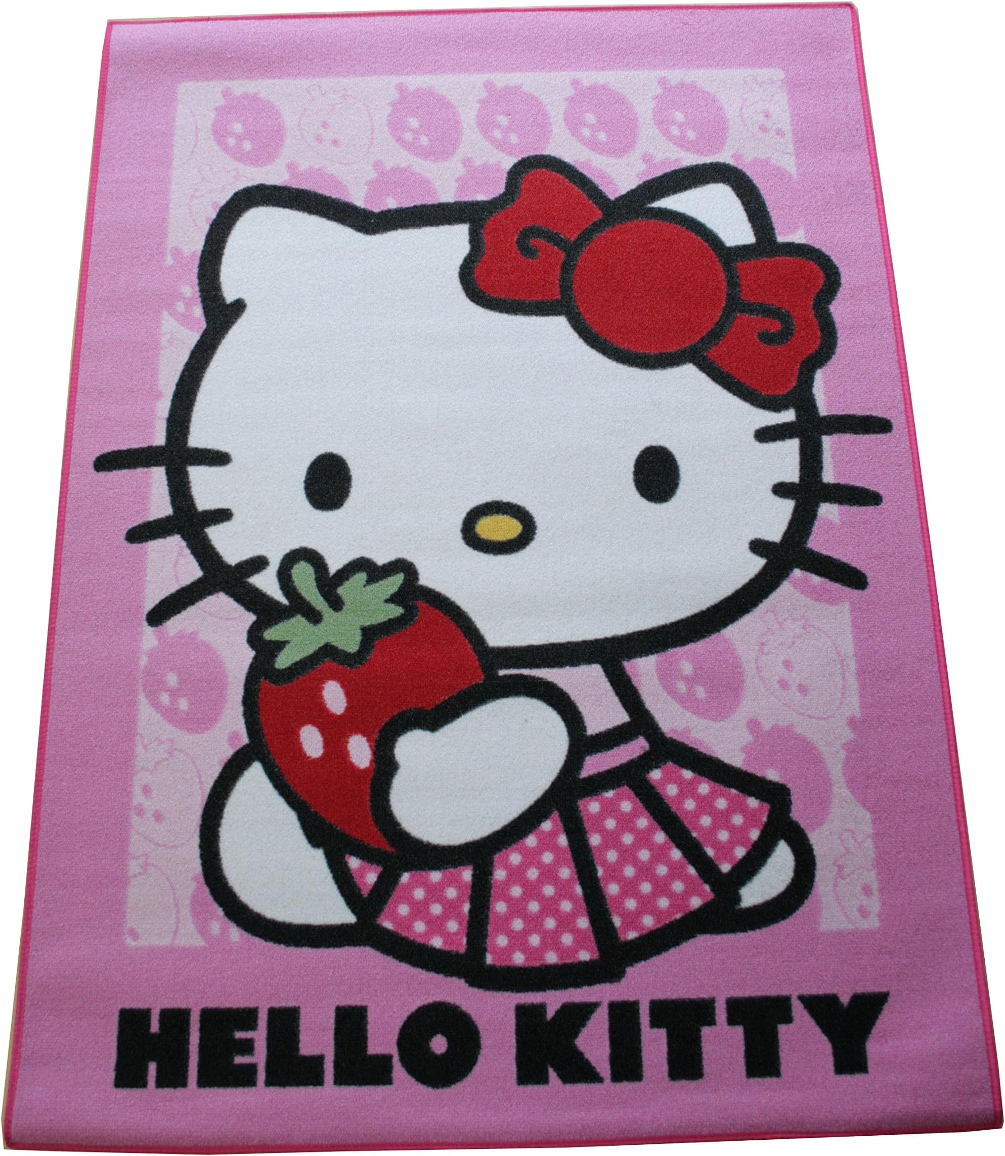 Children's Character Rug - Pink Hello Kitty 'Strawberry' 095 x 133 cm (3'2" x 4'4") approx.