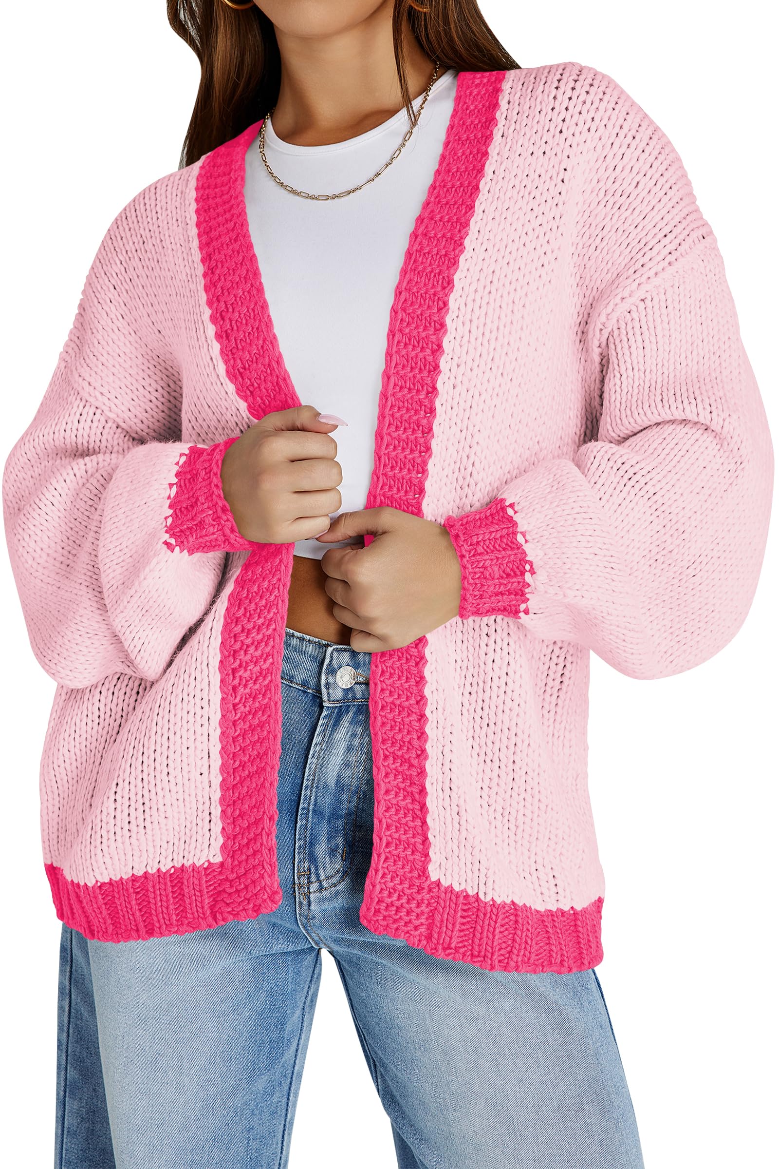 Cakulo Womens Oversized Chunky Cardigan Sweaters Open Front Long Cardigans Fall Coatigan 2025 Knit Sweater Coats