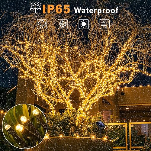 Miniatura 5 de 2 paquetes de luces solares de Navidad para exteriores, 80 pies con 240 luces LED impermeables para exterior, 8 modos de luces de hadas Blanco