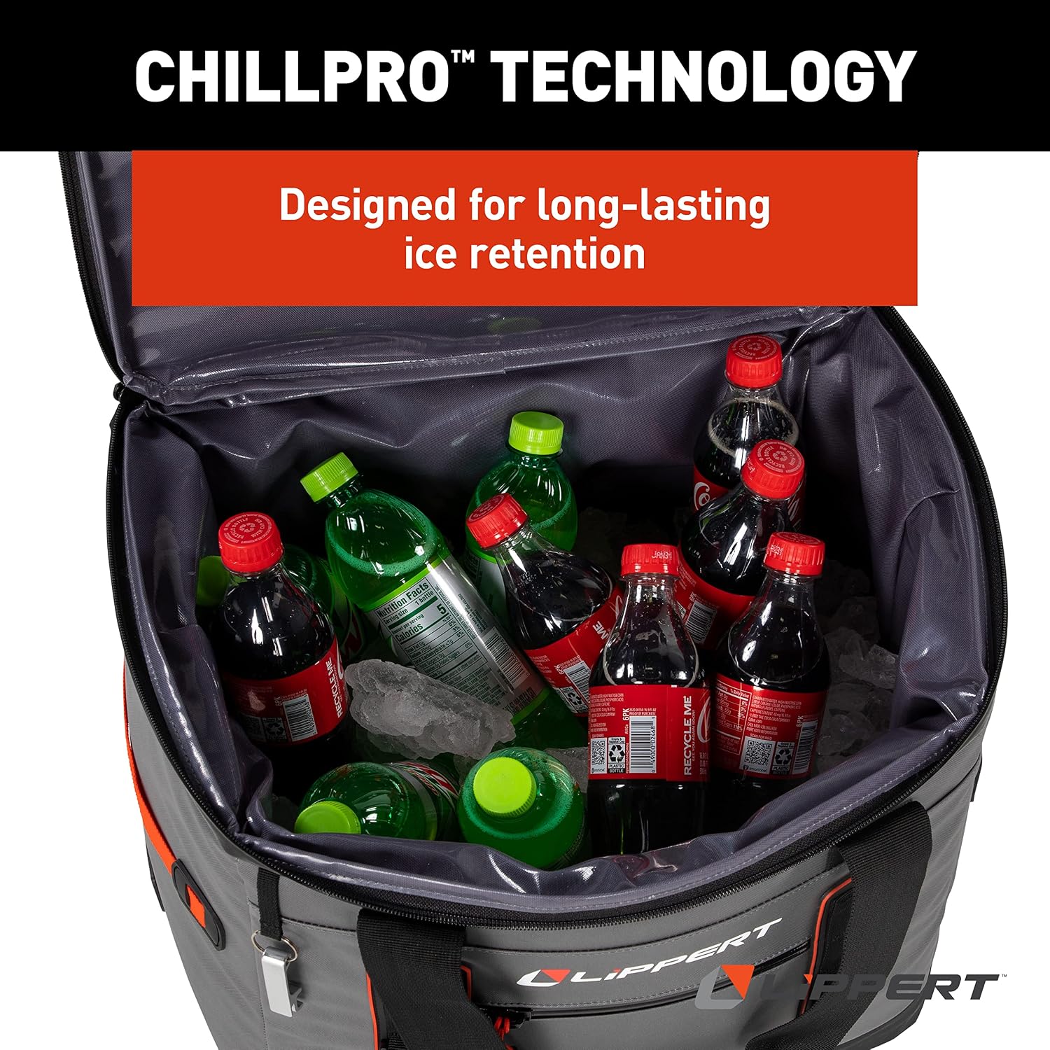 Lippert Adventure Pro 40-Can Soft Insulated Wheeled Cooler Bag, Up to 30 lbs. of Ice, 37 Quarts of Water, 14" x 17" x 19" Wide Mouth Opening, Adjustable Handle - 2021099917