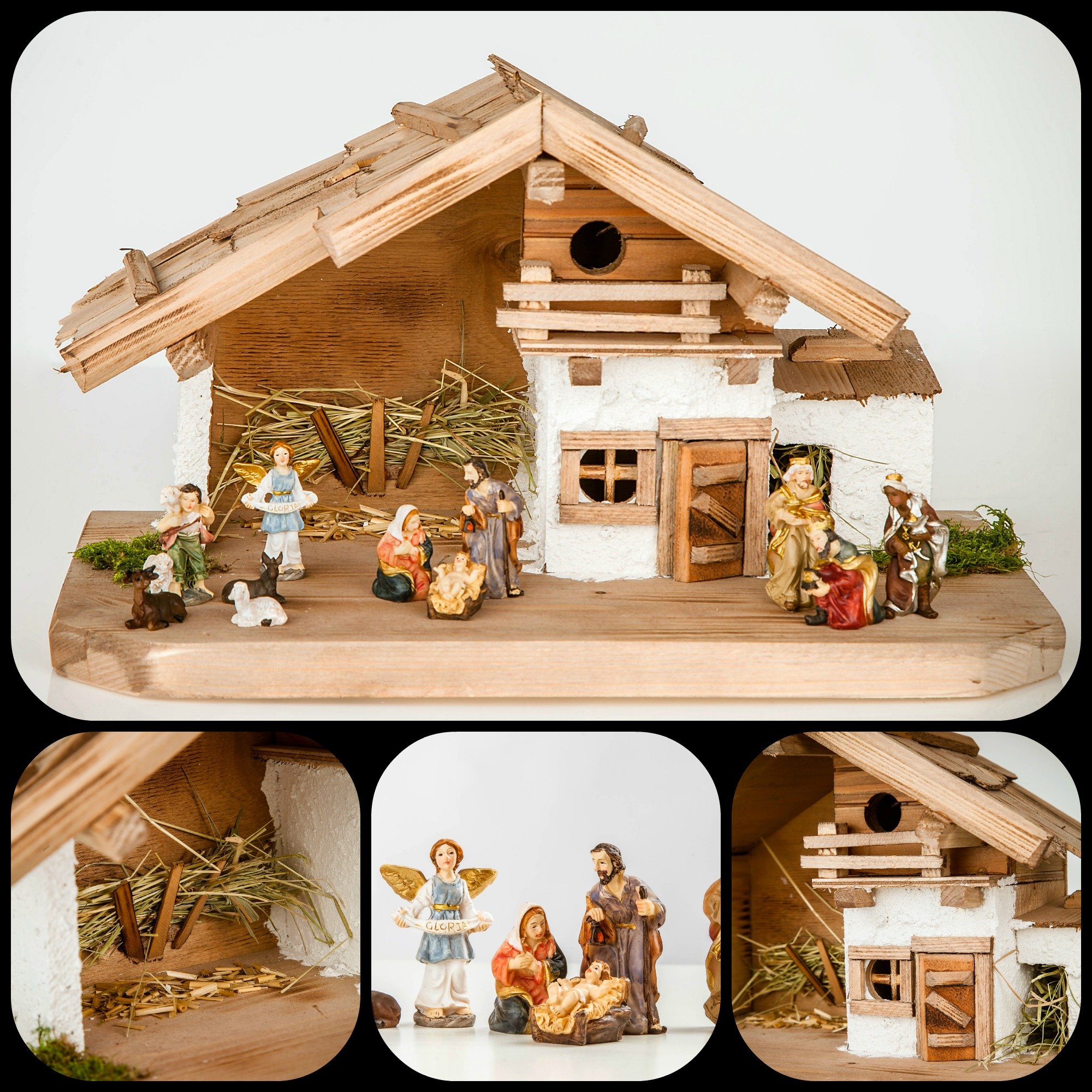 Duża Szopka Bożonarodzeniowa Szopka (W17+KF7) - z Figurkami ok. 6 cm - Szopka Bożonarodzeniowa