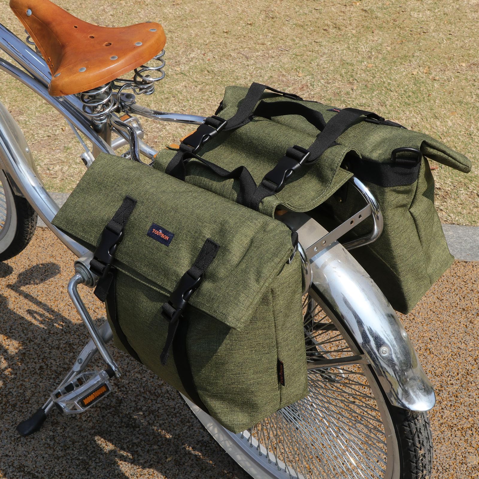 TOURBON Sacoche Double en Nylon pour vélo - Sac de siège arrière de Moto