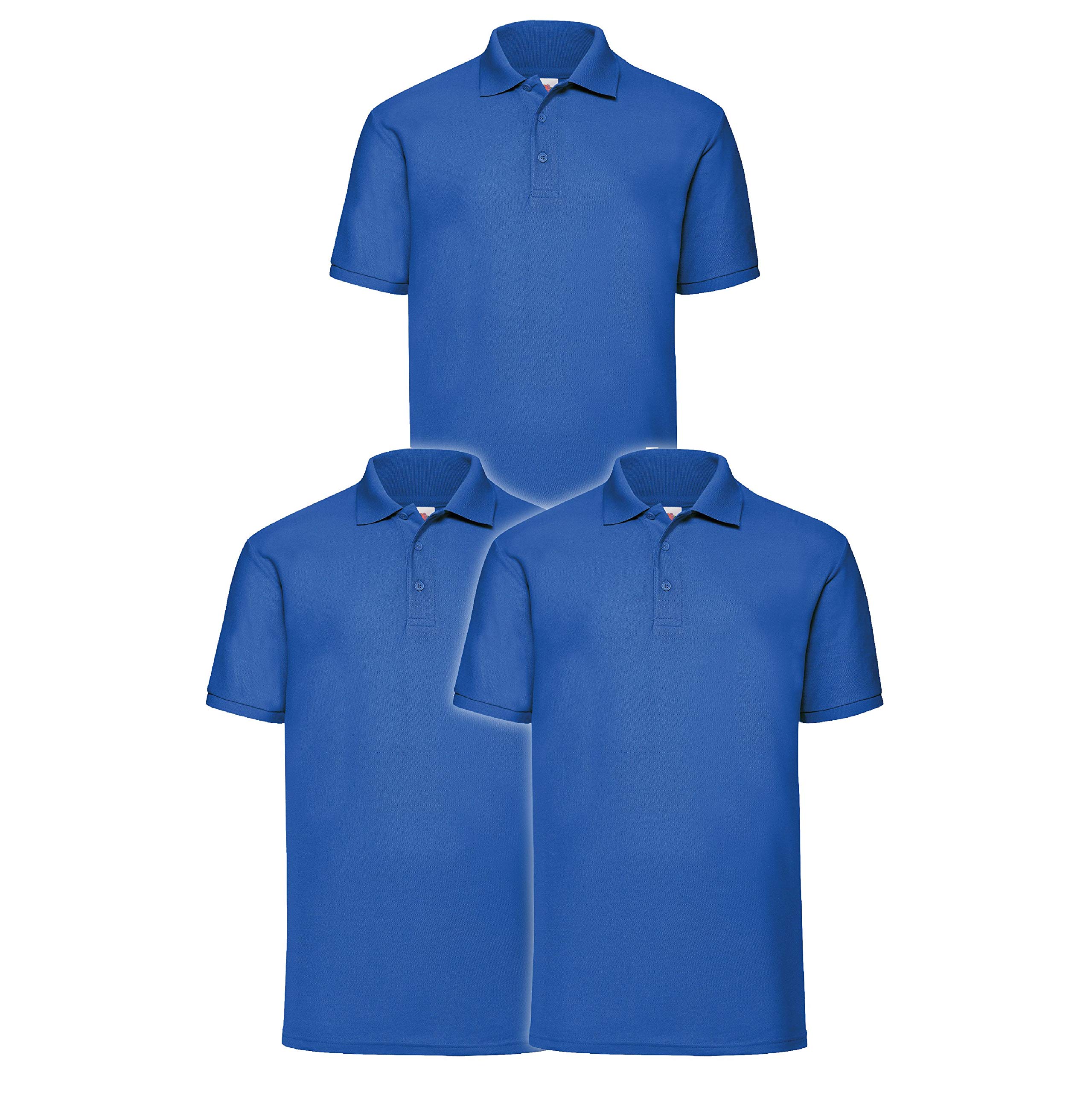 Fruit of the Loom Men’s Polo Shirt, Pack of 3 - Blue - XXX-Large