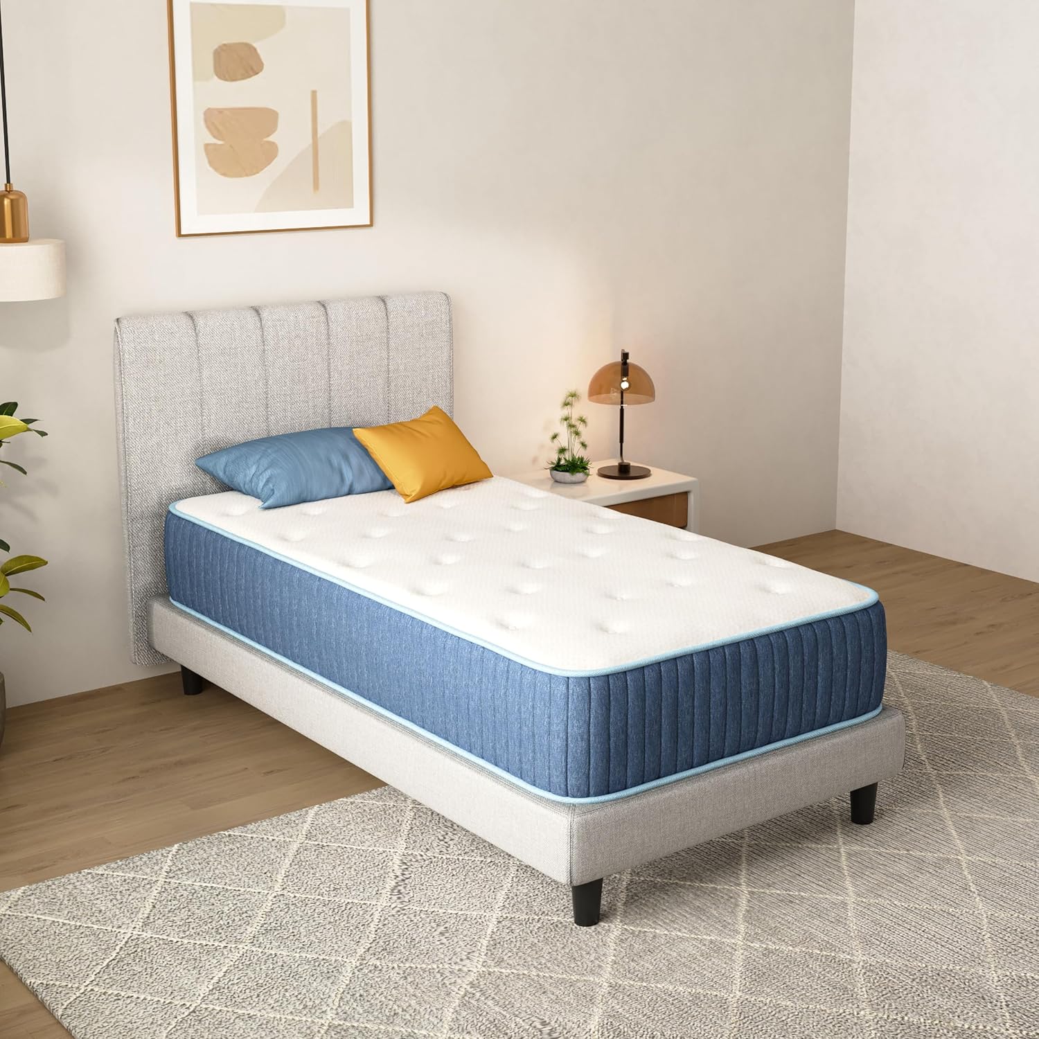 Twin Size Mattress 10 Inch, Twin Hybrid Mattress in a Box, Individual Pocket Springs, Medium, Fiberglass Free, CertiPUR-US Certified for Pressure Relief & Breathability