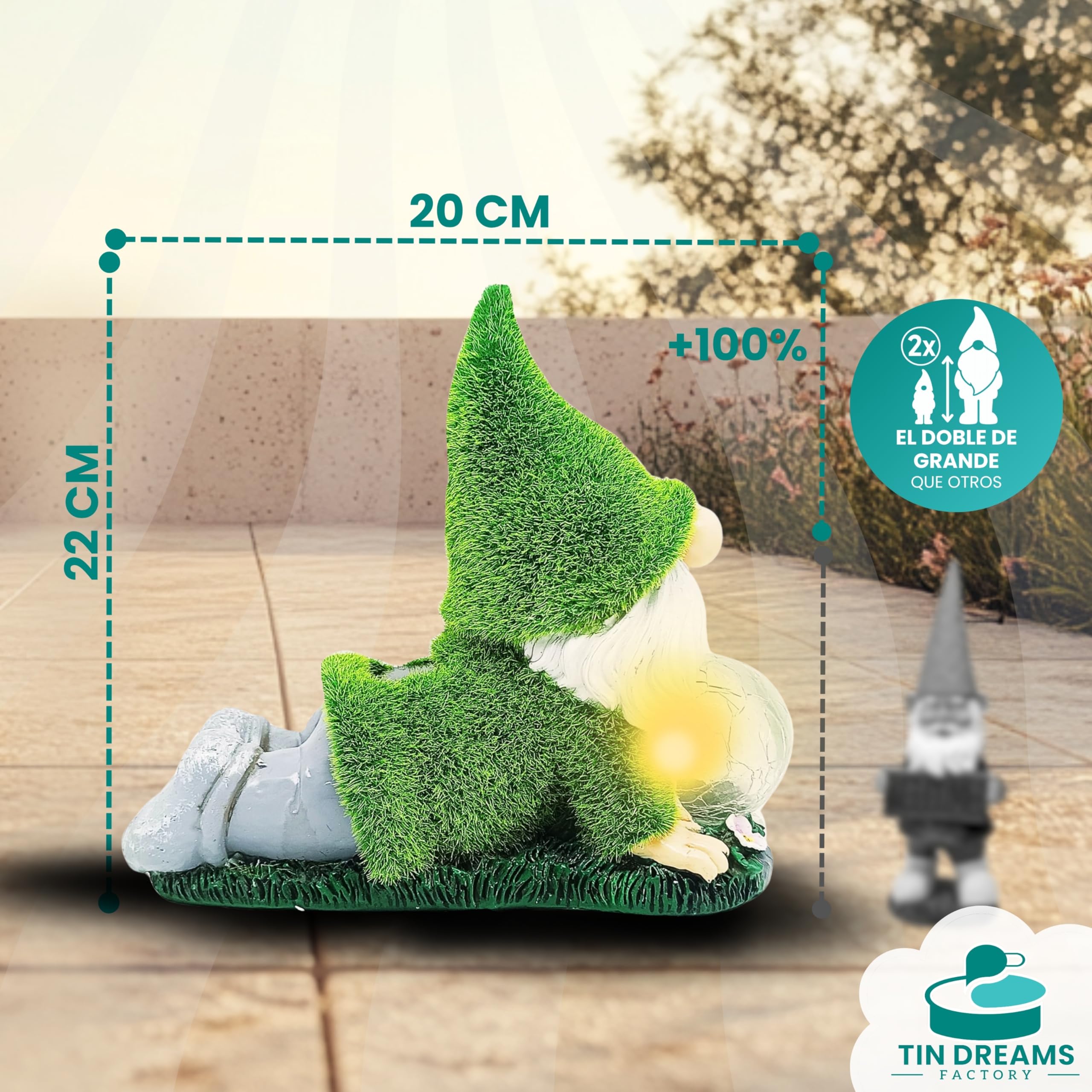 Gnomo Yoga con Luz Solar – Figura Decorativa de Jardín en Resina – Enanito Exterior con Burbuja Luminosa LED – Adorno Relajante para Jardín, Patio y Terraza