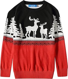 SSLR Youth Big Boys Holiday Santa Clause Pullover Sweater Ugly Christmas Sweater for Kids