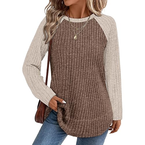 WIHOLL Long Sleeve Shirts for Women Fall Sweaters 2025 Lightweight Casual Tunic Tops Loose Fit Winter Clothing S-2XL
