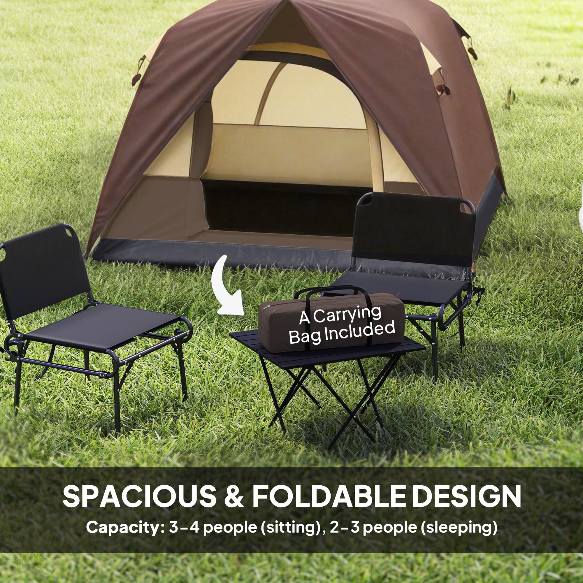 Outsunny Tienda de campaña para 3 a 4 Personas, Tienda de campaña Impermeable de fácil instalación con Base Cosida, Ventanas de Malla, Bolsillo y Gancho para Camping, Senderismo, mochileros