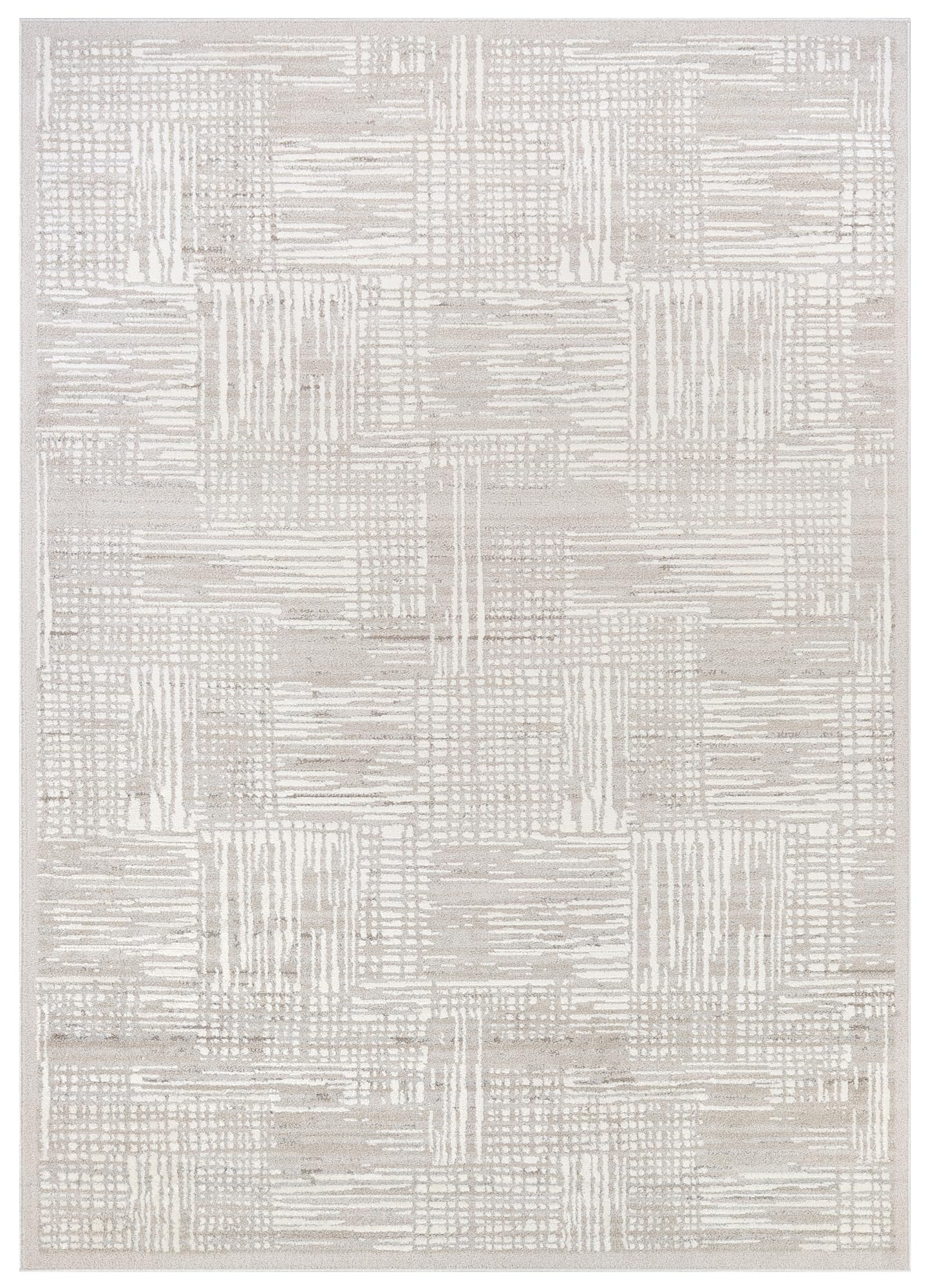 TAPISO Trend Tappeto a Pelo Corto - Tappeto Moderno di Alta qualità - Elegante Tappeto per Soggiorno in Beige Crema con Marrone - Motivo a Strisce Sfumate - Oeko-Tex 80 x 150 cm
