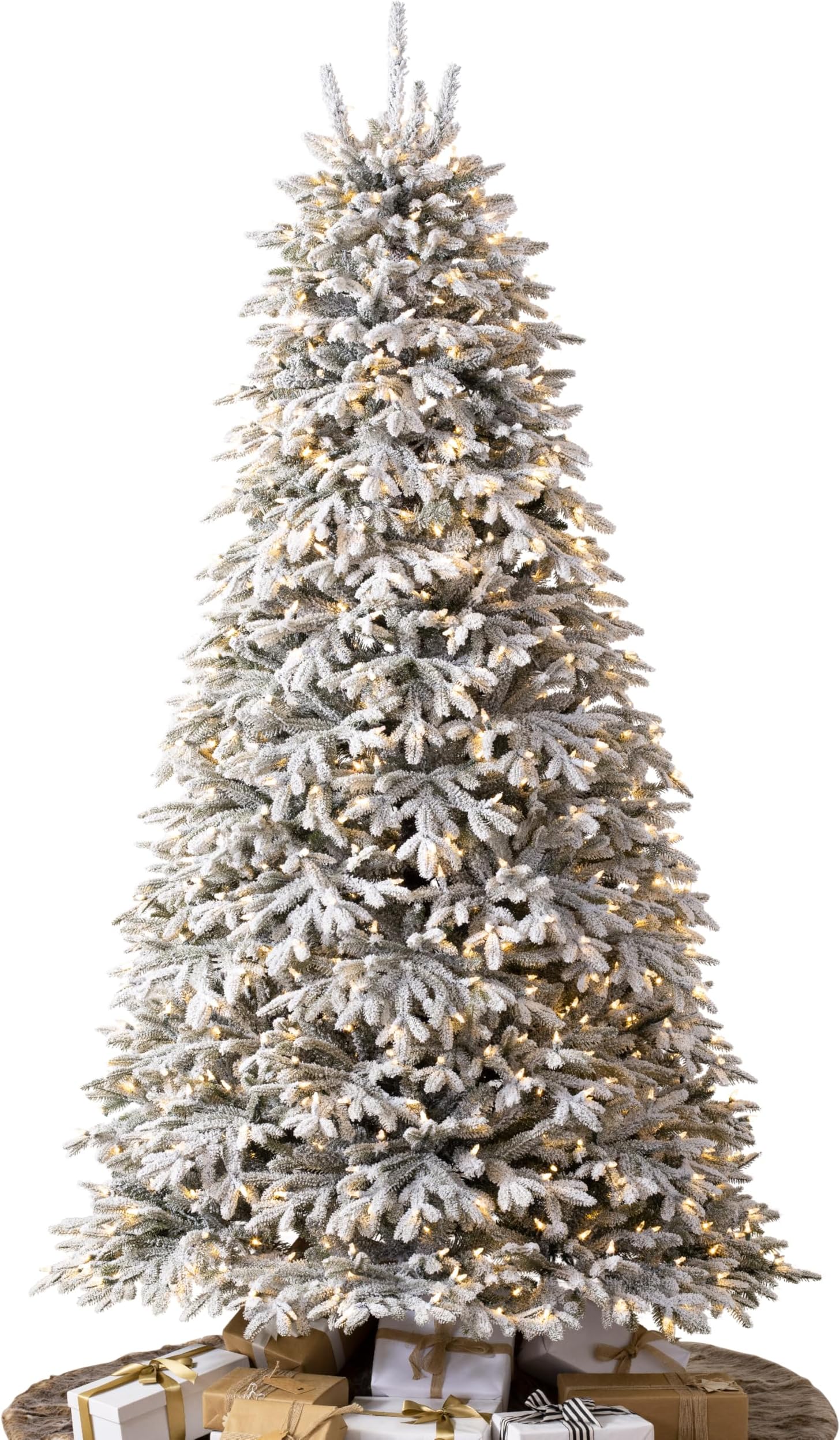 BH Frosted Fraser Fir - Snow-Covered Artificial Christmas Tree with True Needle Foliage, Easy Plug Technology & Winter Magic Design, LED Clear, 7.5ft
