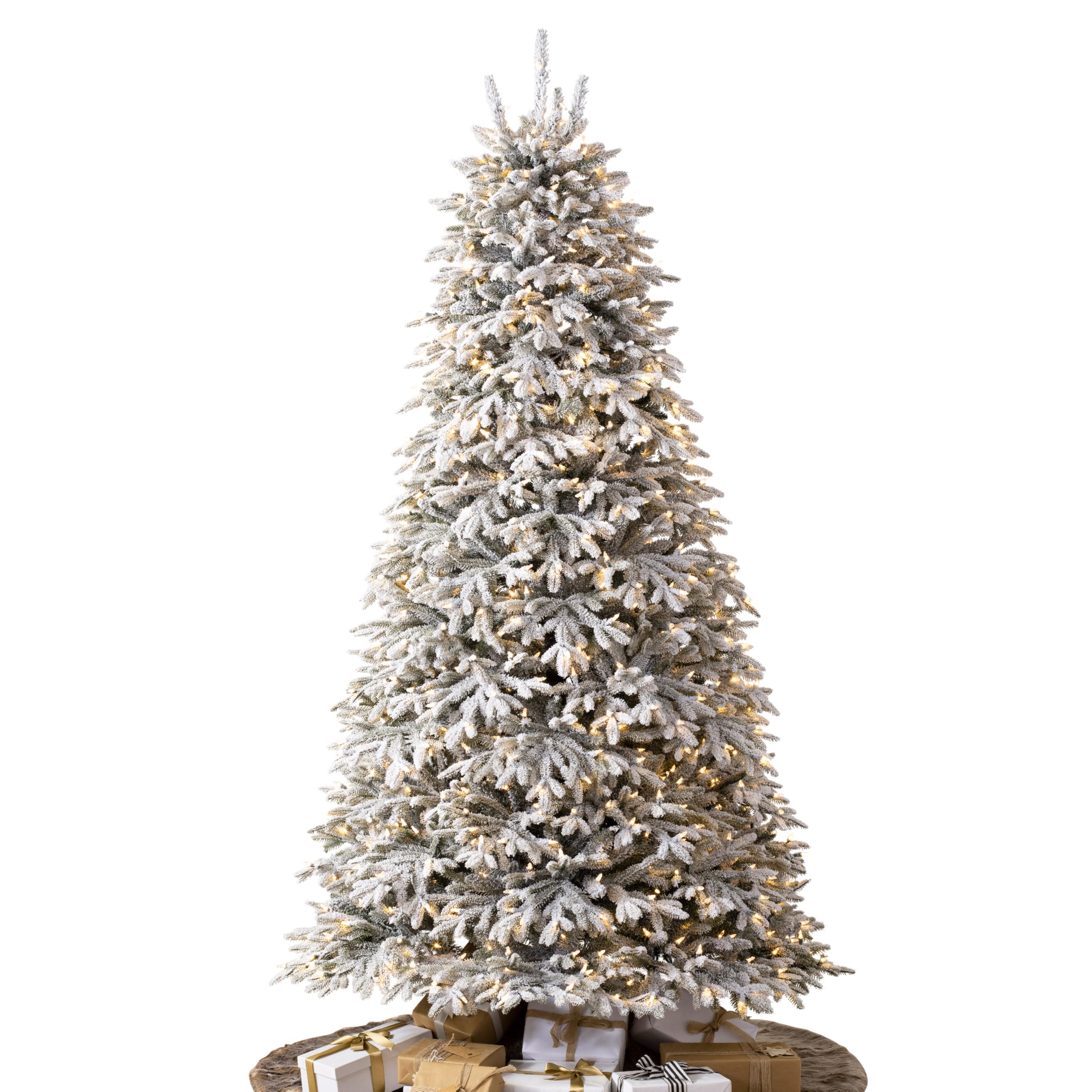 Balsam Hill BH Frosted Fraser Fir - Snow-Covered Artificial Christmas Tree with True Needle Foliage, Easy Plug Technology & Winter Magic Design, LED Clear, 7.5ft