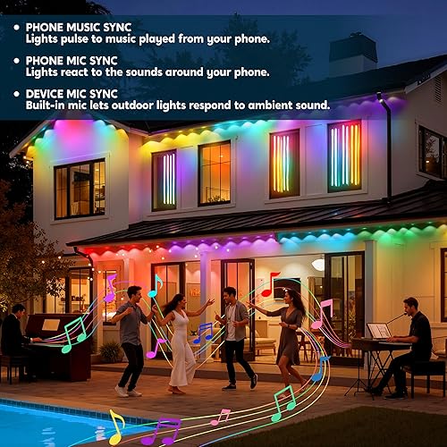 Miniatura 3 de JOYIN Luces de Navidad inteligentes de 118 pies para exteriores, tira de 72 LED con control remoto y aplicación, múltiples modos, impermeable,