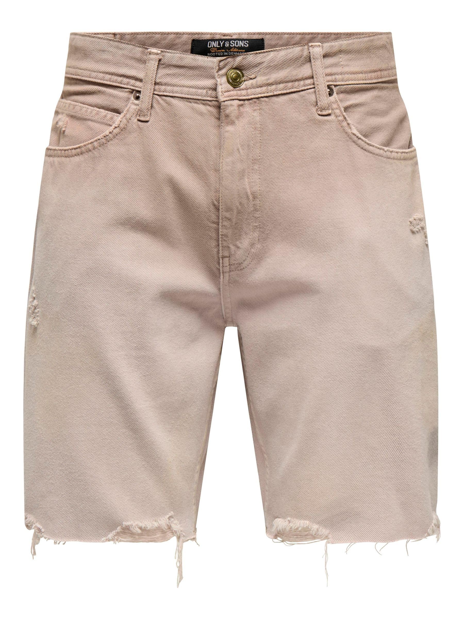 ONLY & SONS Men's Onsedge Ram 80S Oran 4122 Azg DNM Shorts, Light Blue Bleached Denim, L