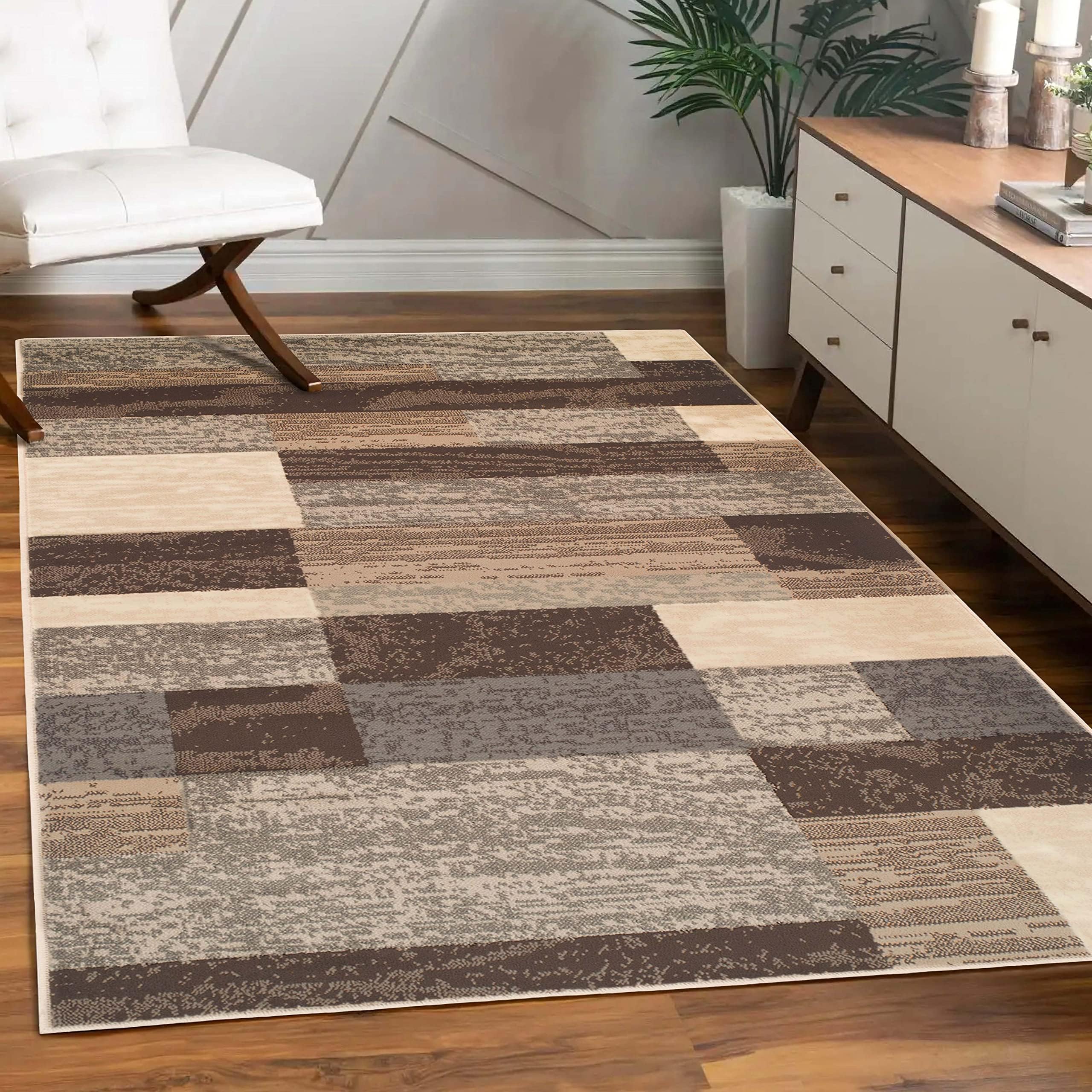 Amazon.com: Superior Mack Modern Geometric Tile Indoor Area Rug for Living Room, Bedroom, Office ...
