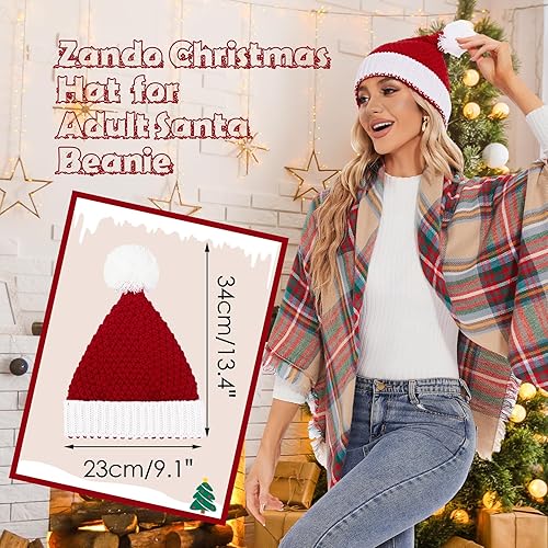 Miniatura 2 de Zando Christmas Hats Adults for Women Men Santa Hat Adult Winter Santa Beanie Warm Christmas Hats Christmas Beanie Hat