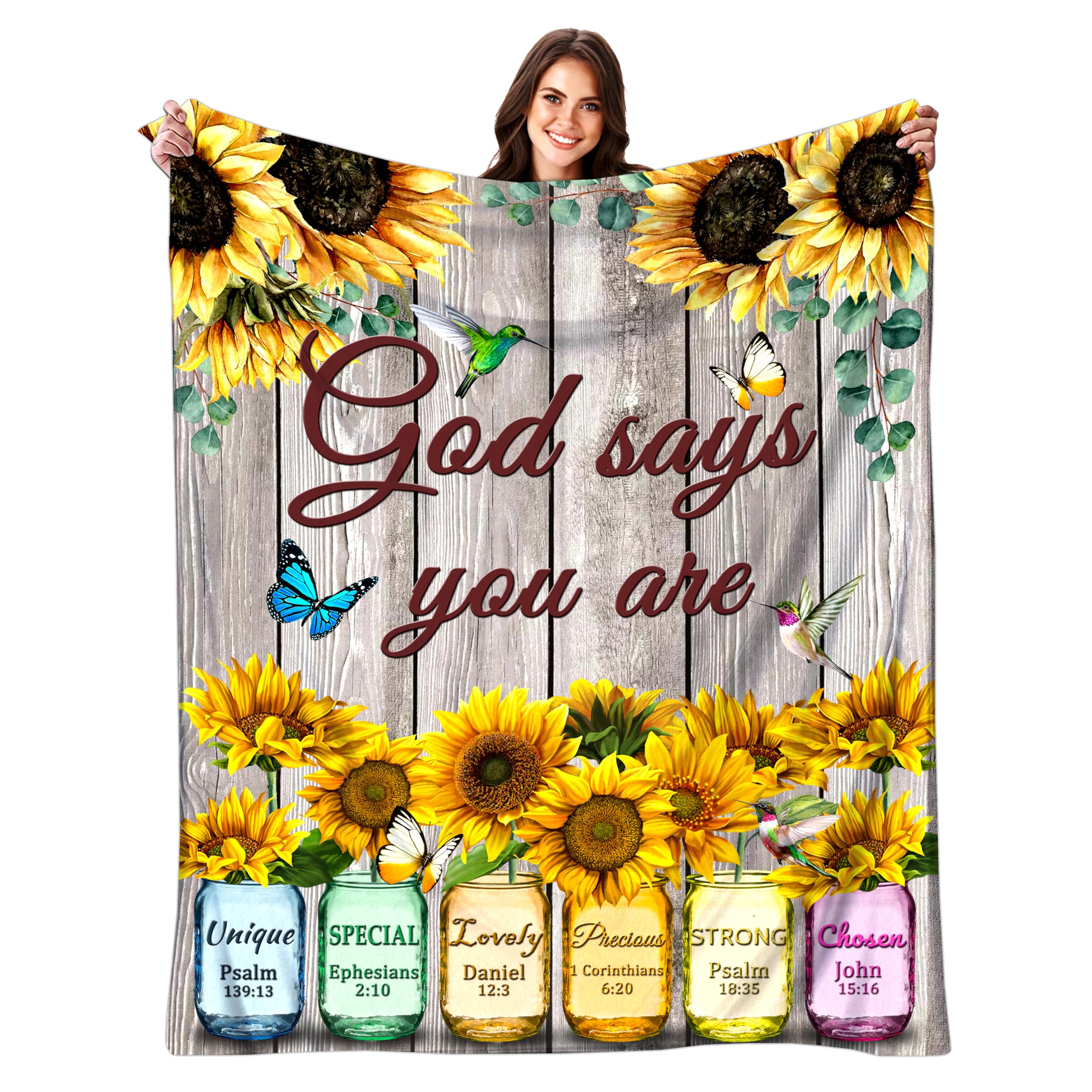 Christian Blanket with Inspirational Thoughts and Prayers Religious Bible Verse Throw Blanket Ultra Soft Warm Flannel Blankets for Women Men Gifts 80"x60"