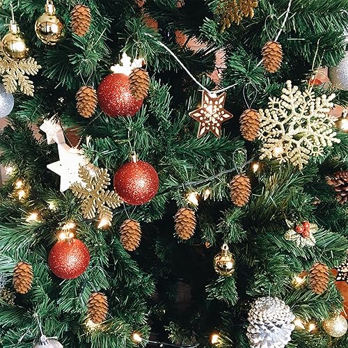 Miniatura 4 de Deloky 60 mini conos de pino colgantes naturales de Navidad con cuerda, 1.2 pulgadas, otoño, Acción de Gracias, árbol de Navidad, adornos de piña
