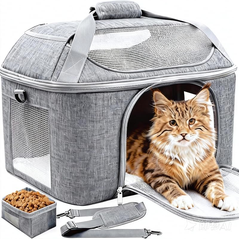 Bolsa de Transporte para Gatos KTSOLRA em Tecido Oxford com Alça de Ombro, até 9,07 kg