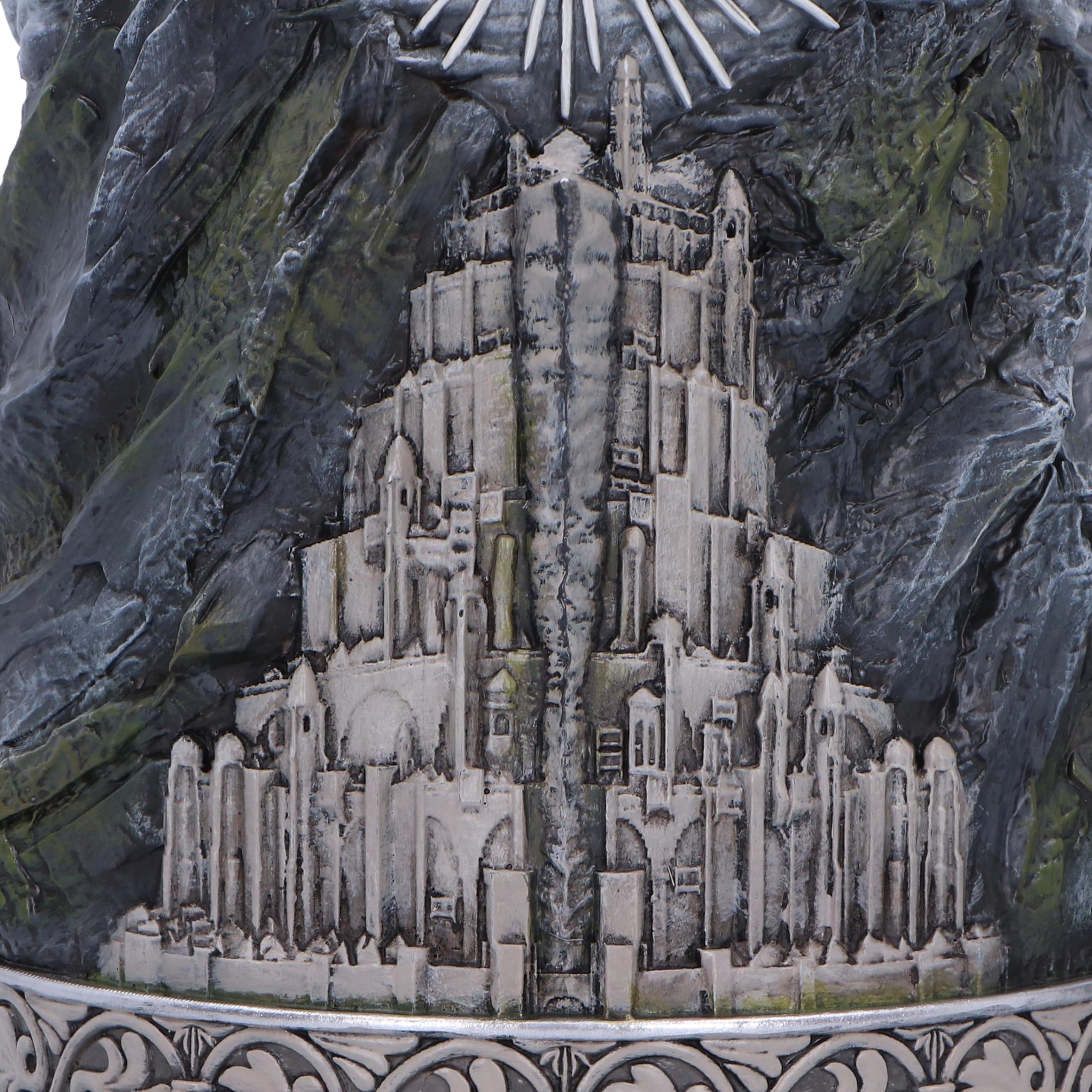 Nemesis Now Chope du Seigneur des Anneaux Gondor 15,5 cm en résine, produit officiel du Seigneur des Anneaux, chope à bière Gondor, insert en acier inoxydable, coulée dans la meilleure résine, peinte