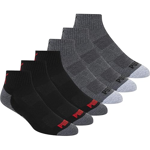 PUMA Men's 6 Pack Quarter Crew Socks