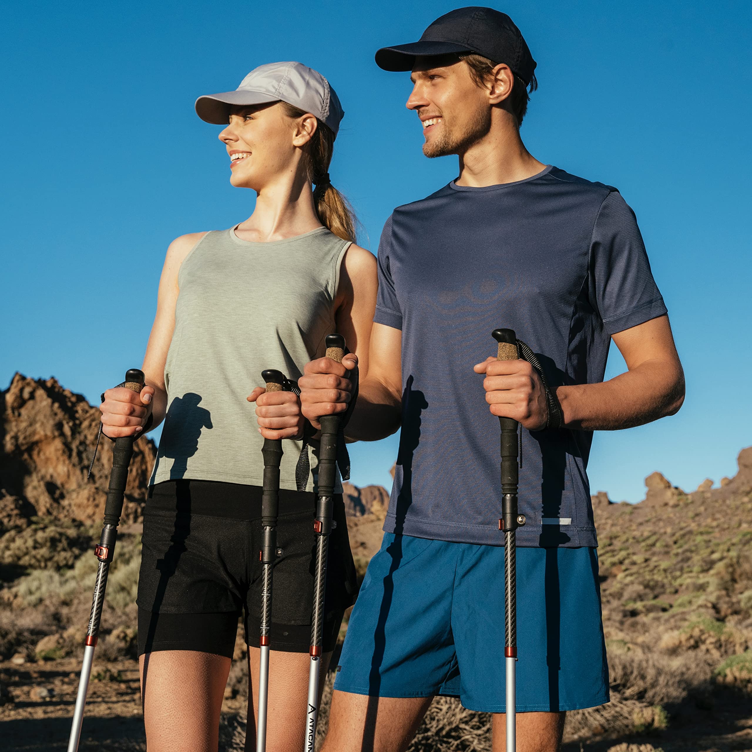 Atacama Bastoni da trekking telescopici – in carbonio 3k e alluminio 7075 Nordic Walking con manico in sughero per uomo e donna – angolo regolabile facilmente allungabile