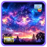 天上の夕べの花火 – 壮麗な星空の閃光と祝祭の歓声、スリープタイマー付きFire TVスクリーンセーバー