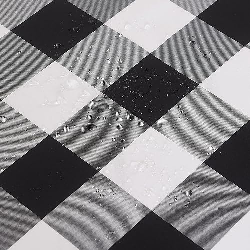 Miniatura 5 de Paquete de 2 manteles redondos de poliéster impermeable a cuadros, 60 manteles para exteriores, mantel para prevención de manchas de aceite para