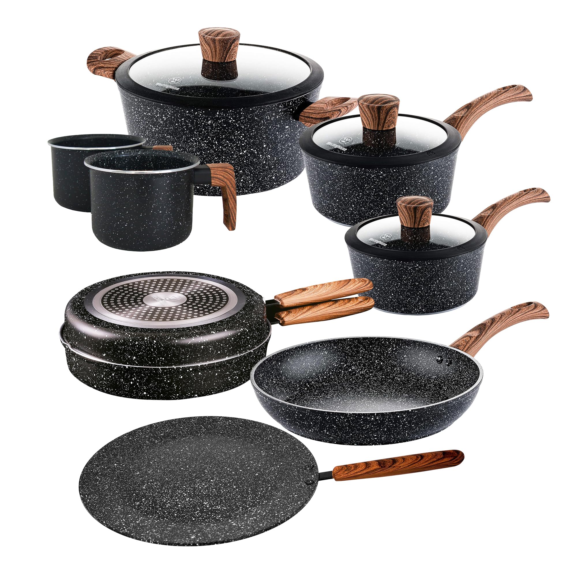 Westinghouse Batería de Cocina de Mármol Negro Madera (12 Piezas) (WCCS008512AMBB)