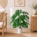 Der Rose 28 Inch Fake Monstera Plant in Pot, Large Artificial Potted Plants for Indoor Home Office Living Room Bedroom Decor