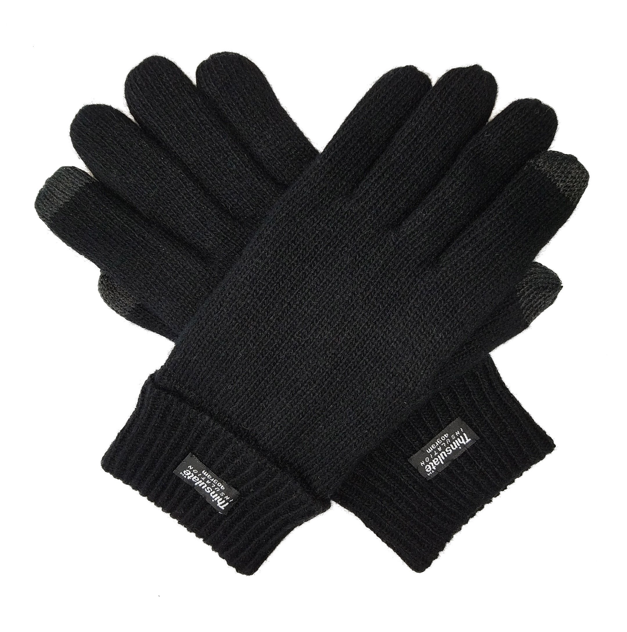 BRUCERIVER Men's Pure Wool Knitted Gloves with Thinsulate Lining